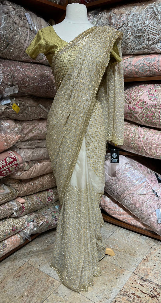 Beige Cream Saree PWS-192