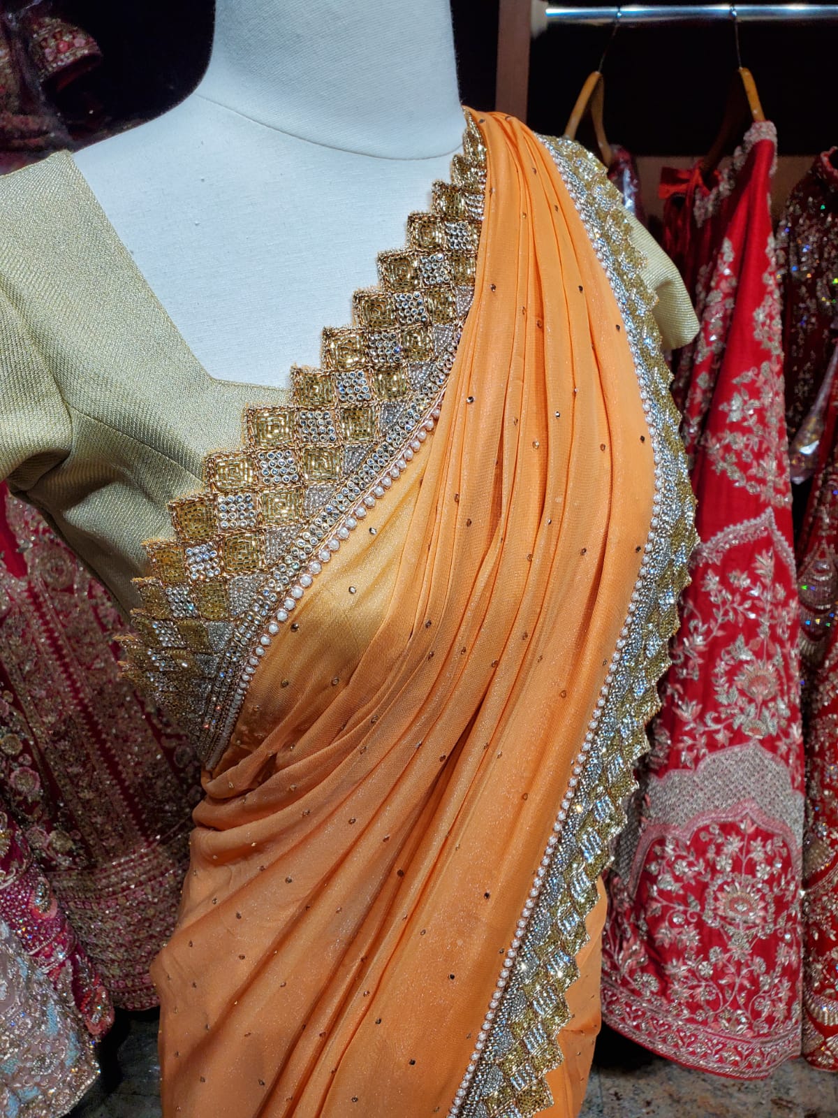 Tangerine Orange Saree PWS-044