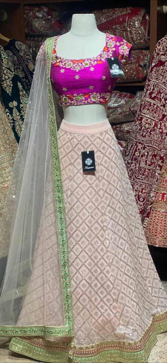 Cherry Blossom Pink Party Wear Lehenga PWL-048