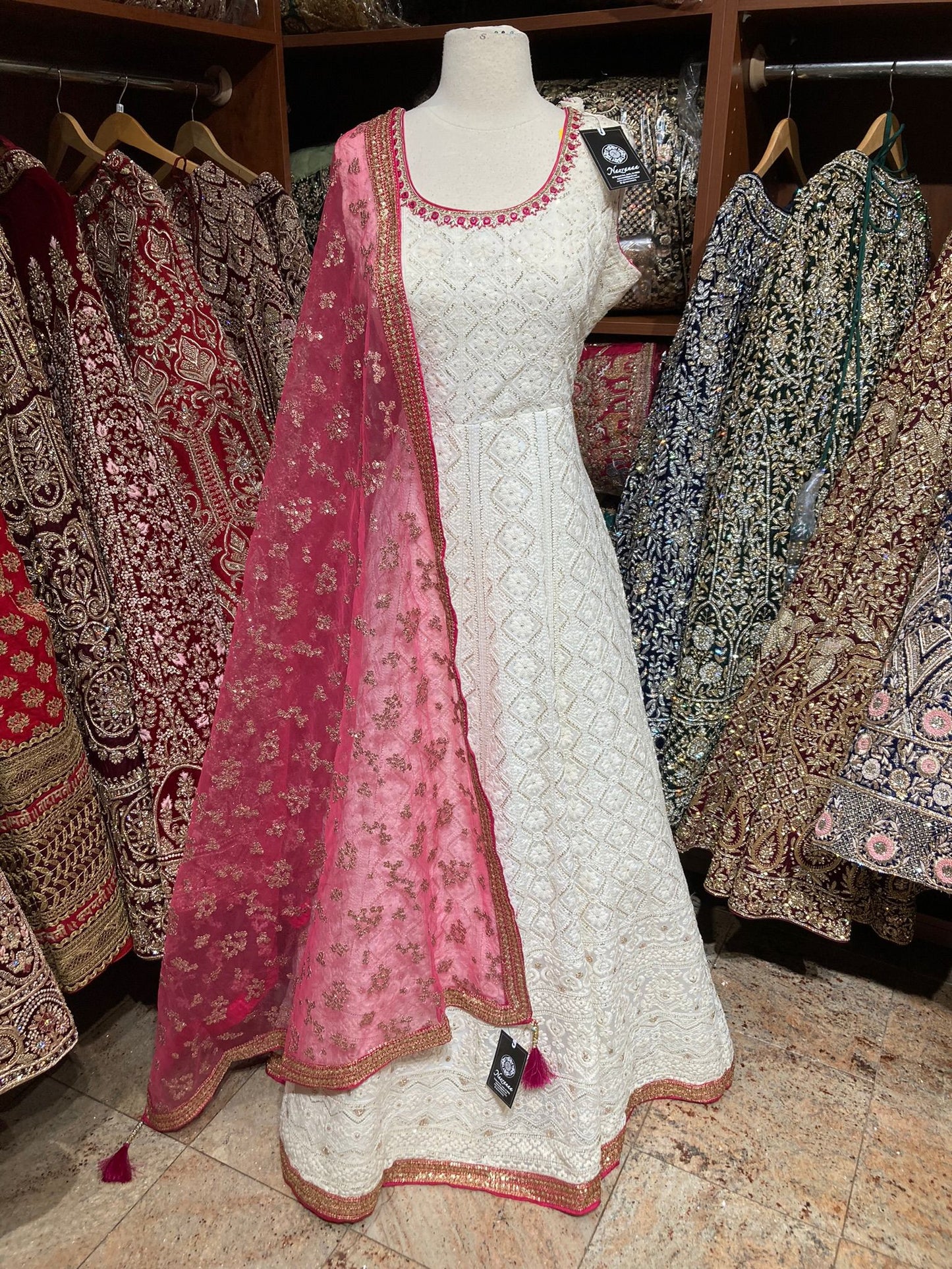 Princess White Anarkali PWA-130