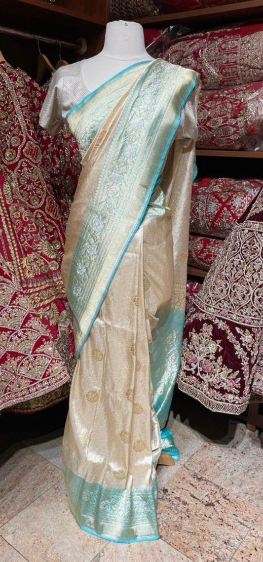 Ivory Cream Pure Silk Saree PSK-05