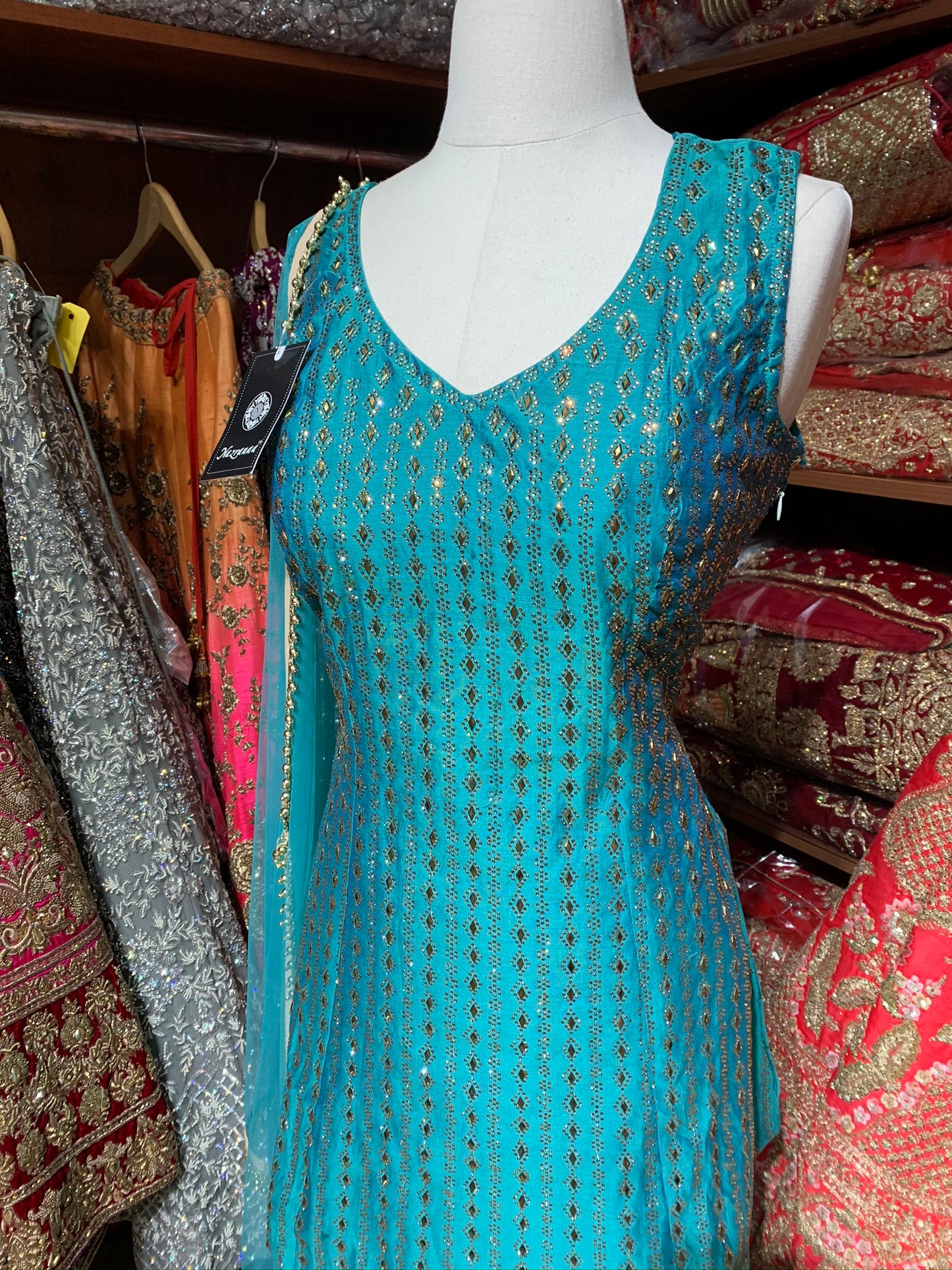 Teal Size 38 Dhoti Suit