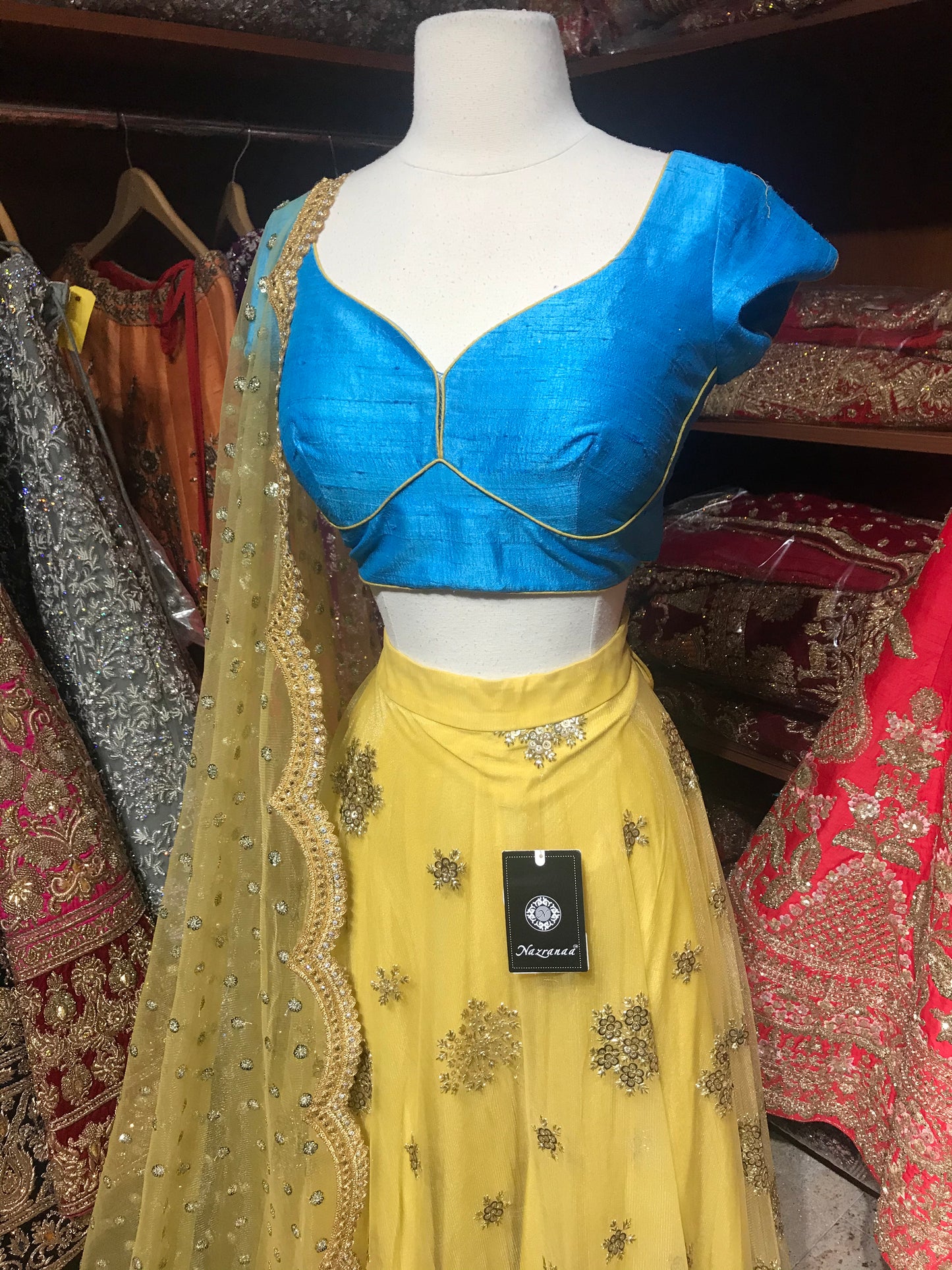 Yellow Blue Size 38 Lehenga