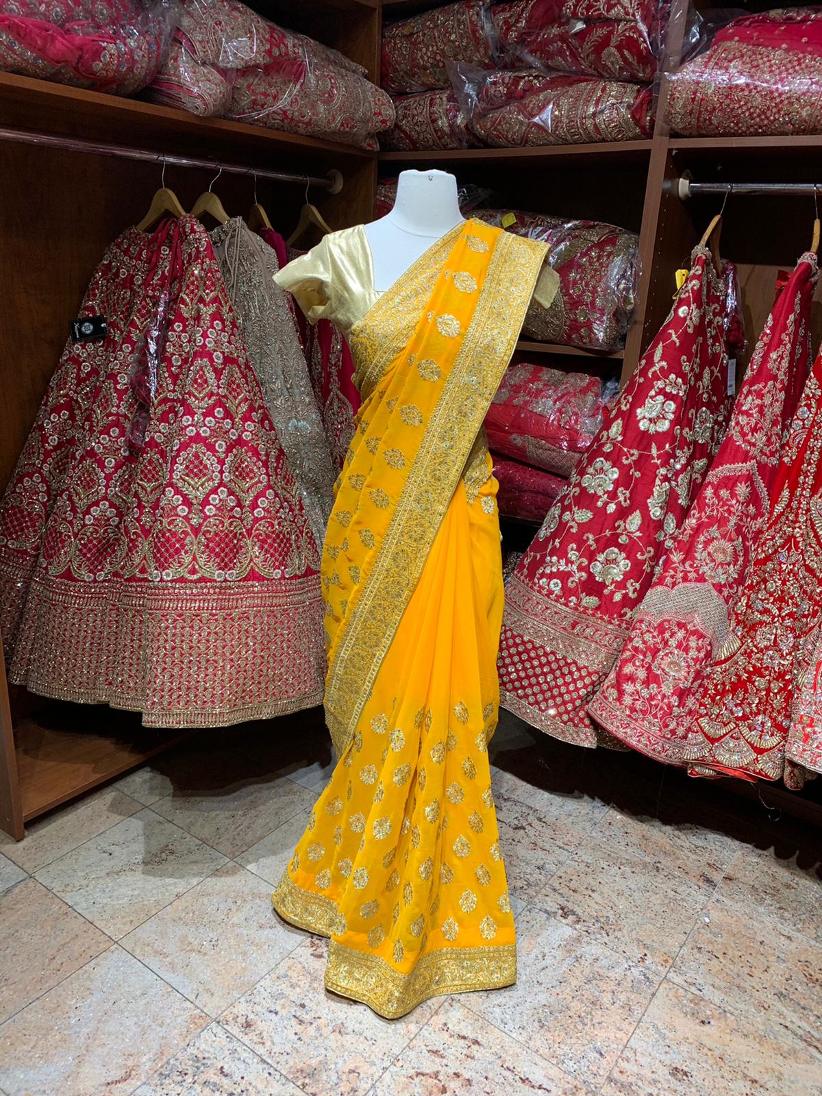 Amber Yellow Saree  PWS-052