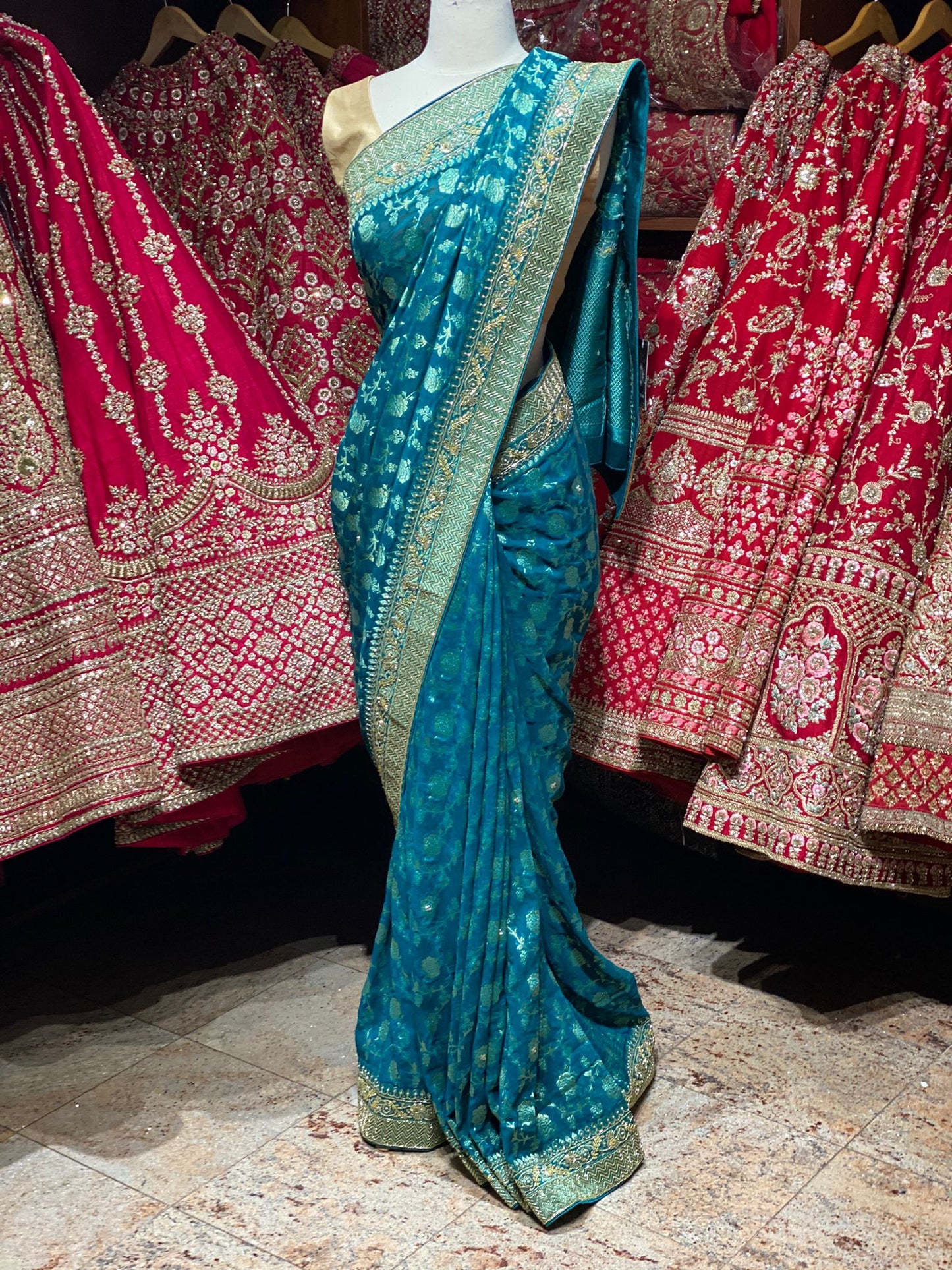 Teal Green Saree PWS-099