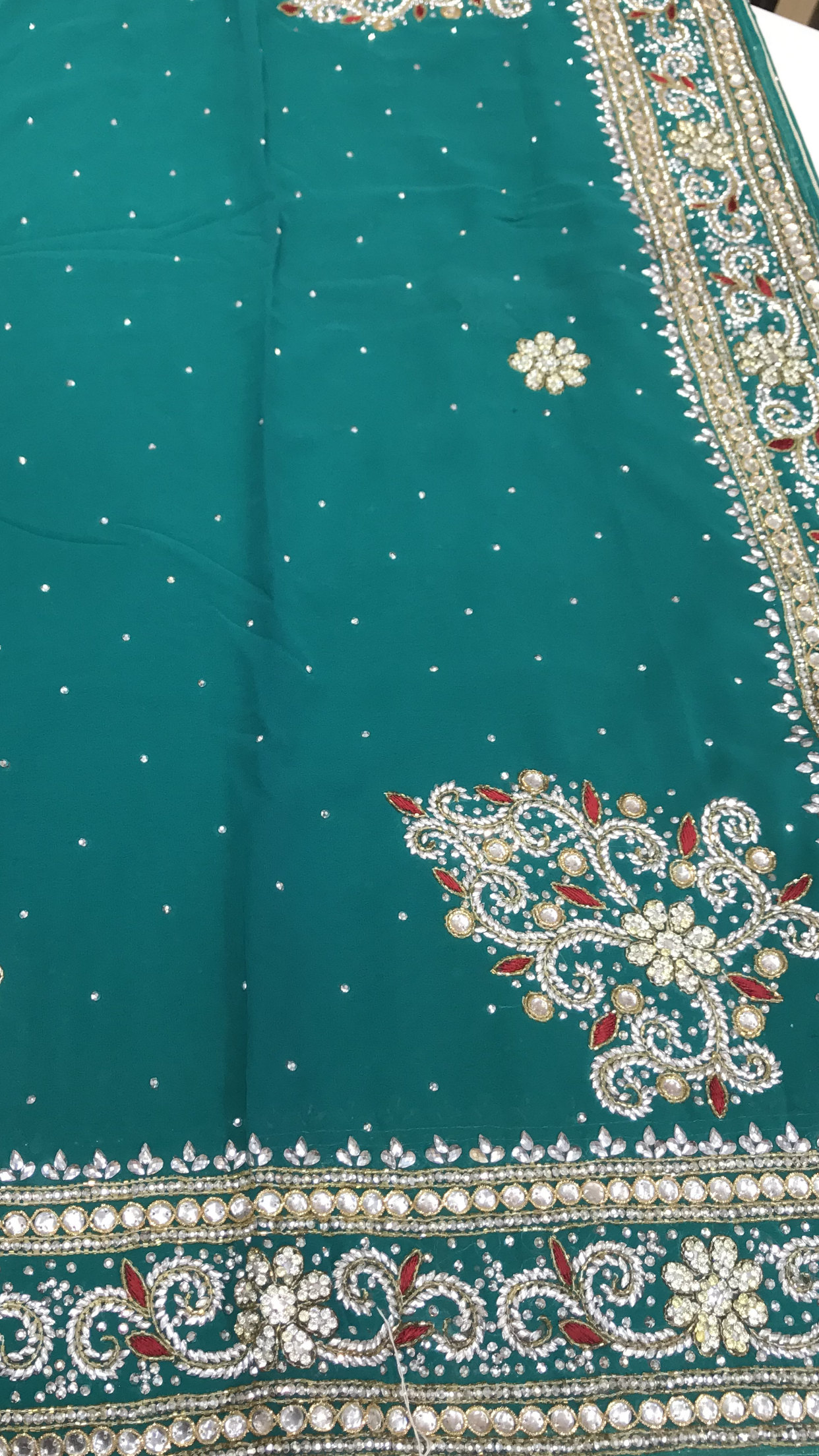 Teal Stonework Saree