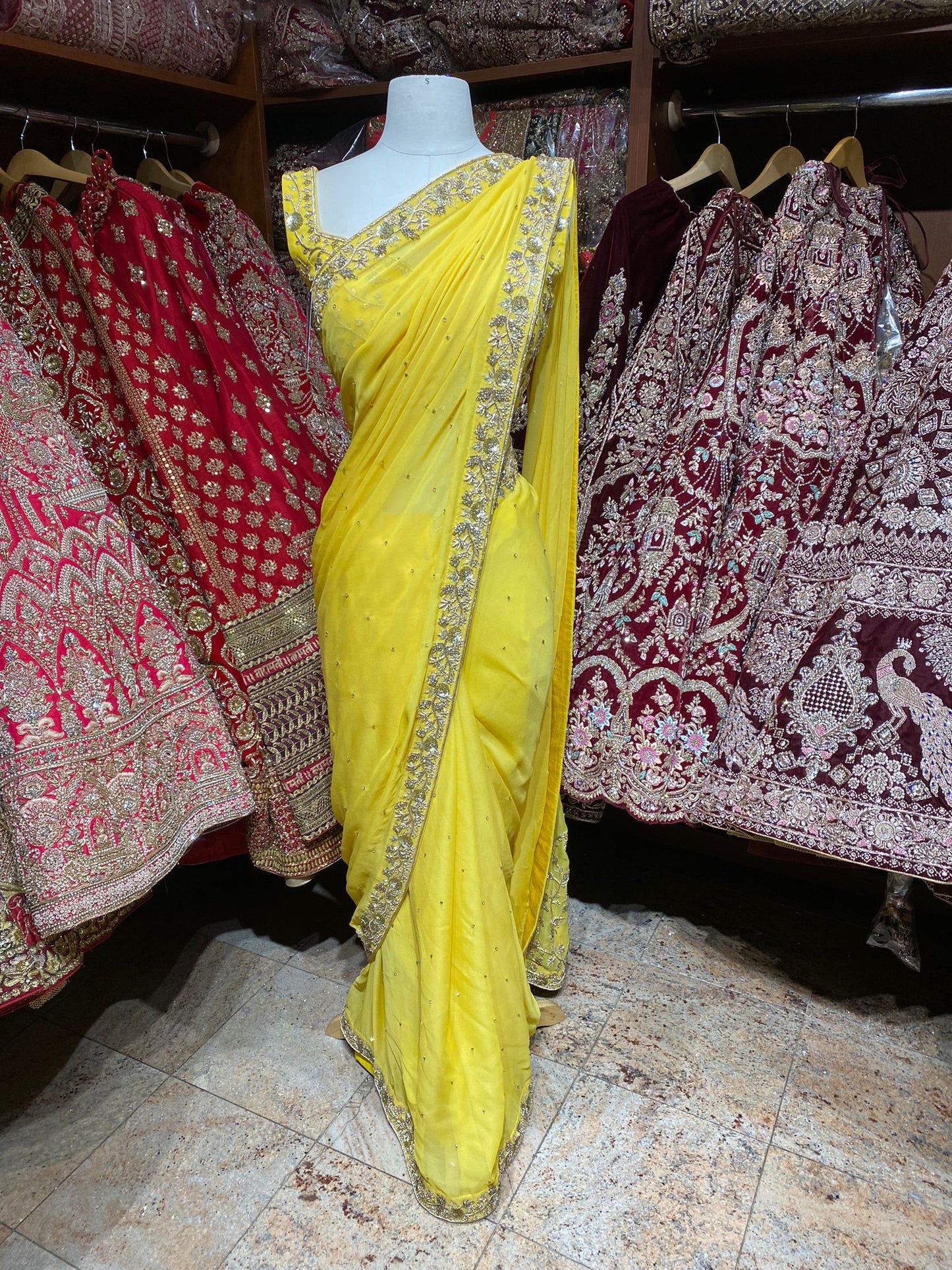 Canary Yellow Saree PWS-129