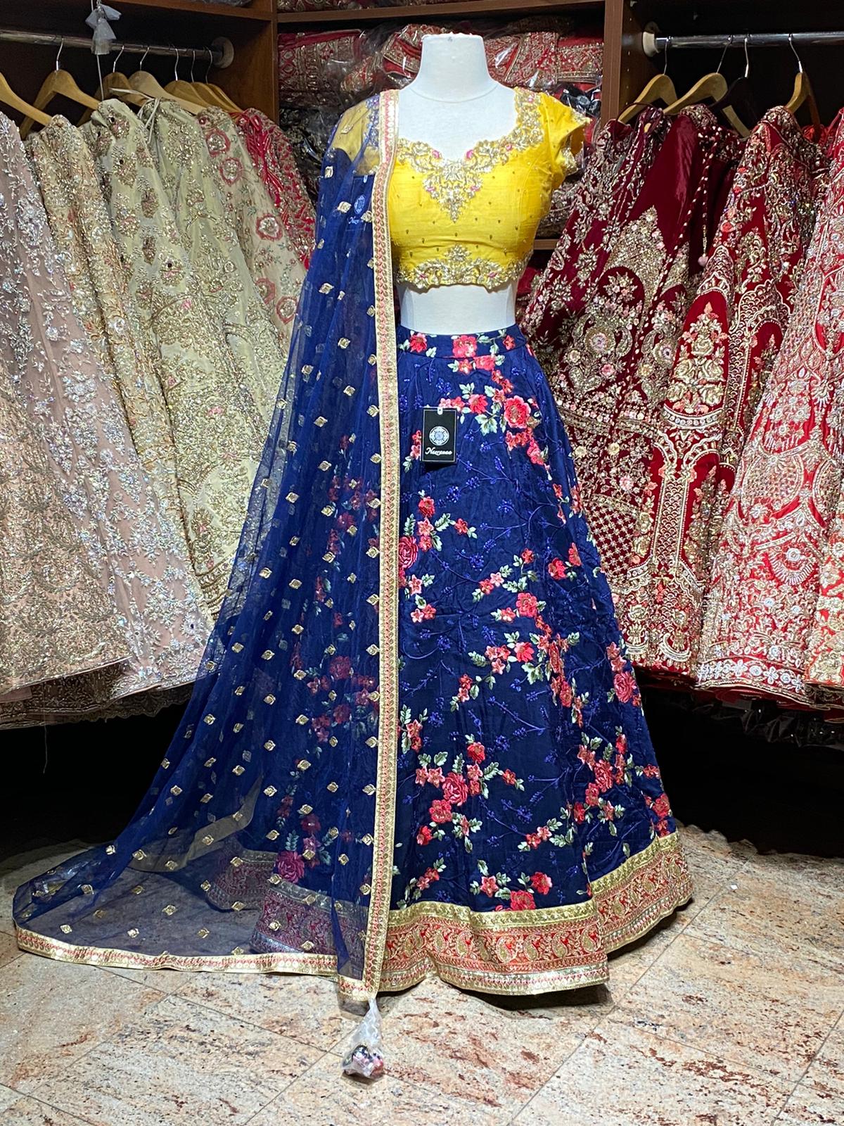 Royal Blue Size 38 Party Wear Floral Lehenga