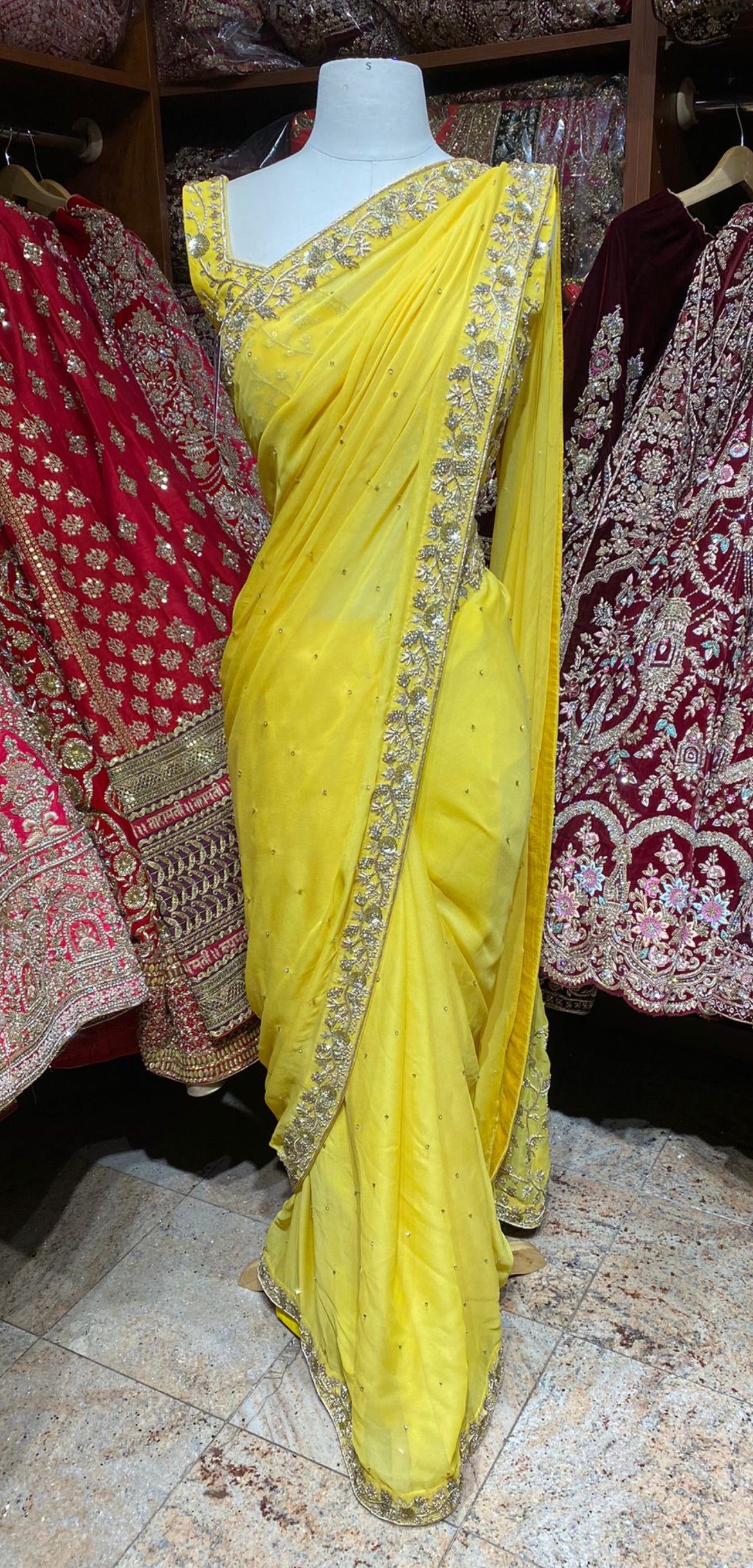 Canary Yellow Saree PWS-129