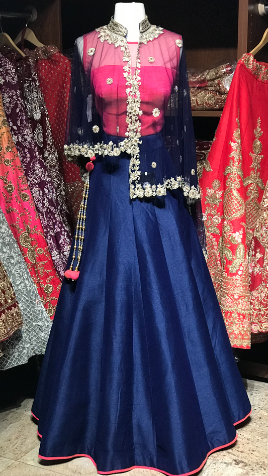 Navy Size 38 Cape Style Lehenga