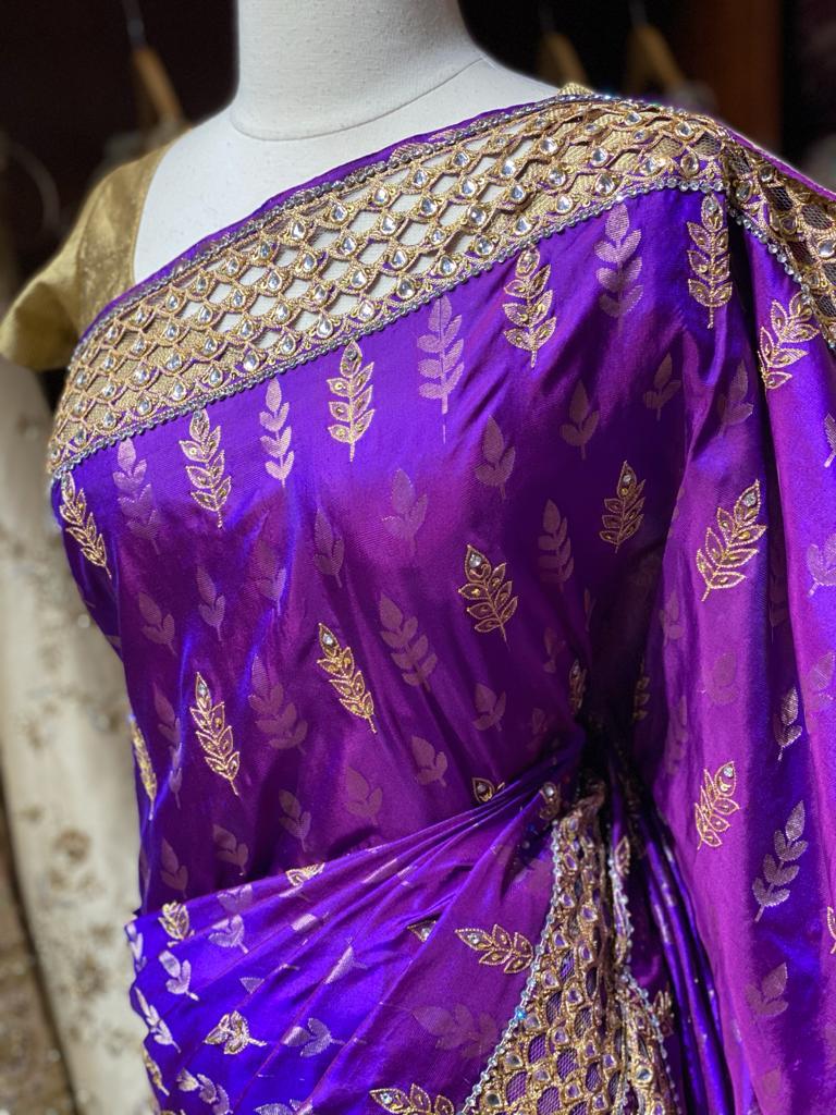 Dark Purple Pure Silk Kanjeevaram Saree PSK-04