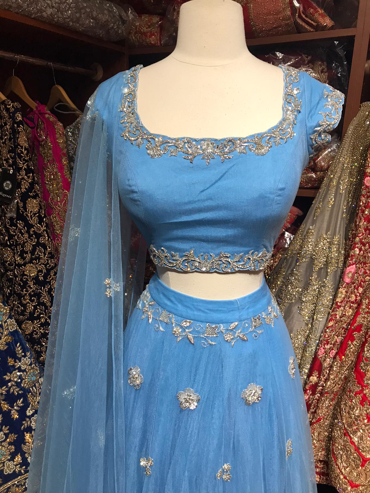 The Frozen Blue Lehenga-PW26