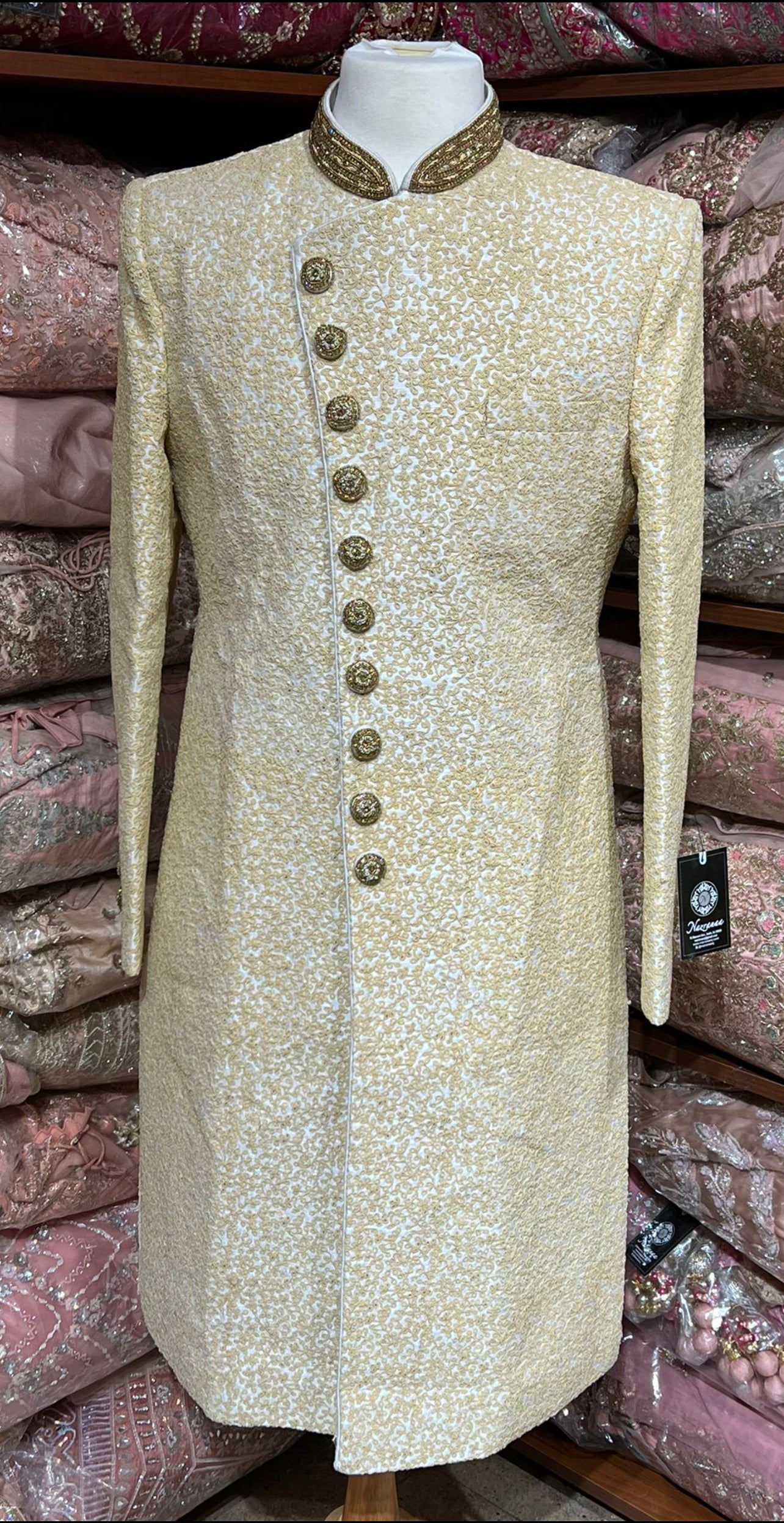 Gold Zari Embroidery Sherwani-M-733