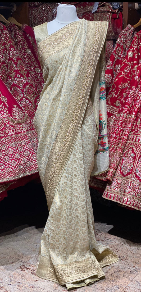 Ivory White Saree PWS-089