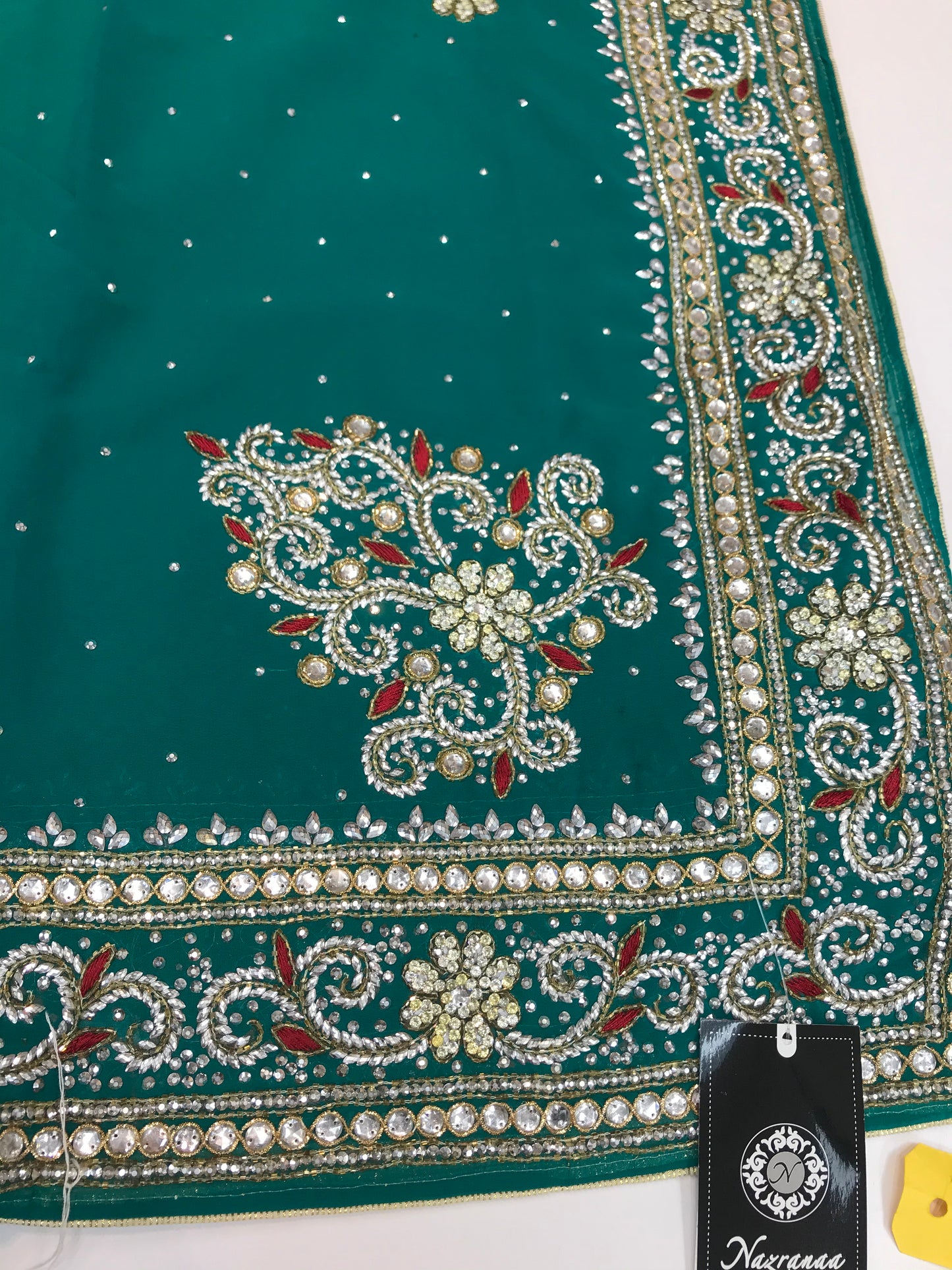 Teal Stonework Saree