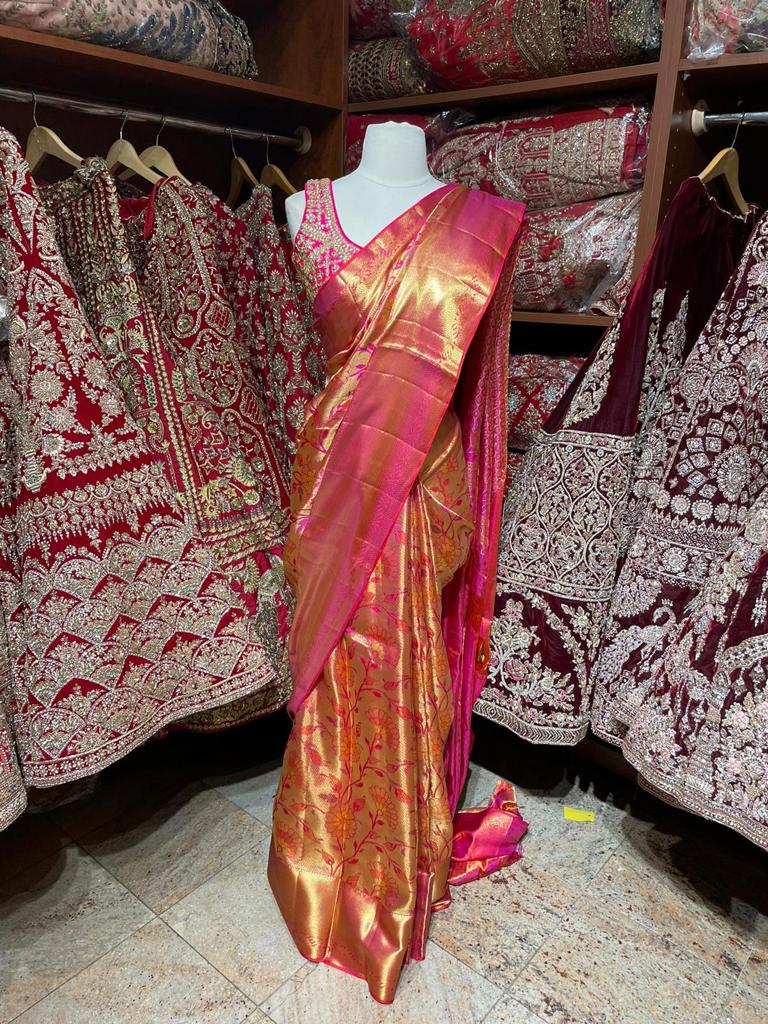 Mahogany Orange Pure Silk Kanjeevaram Saree PSK-07