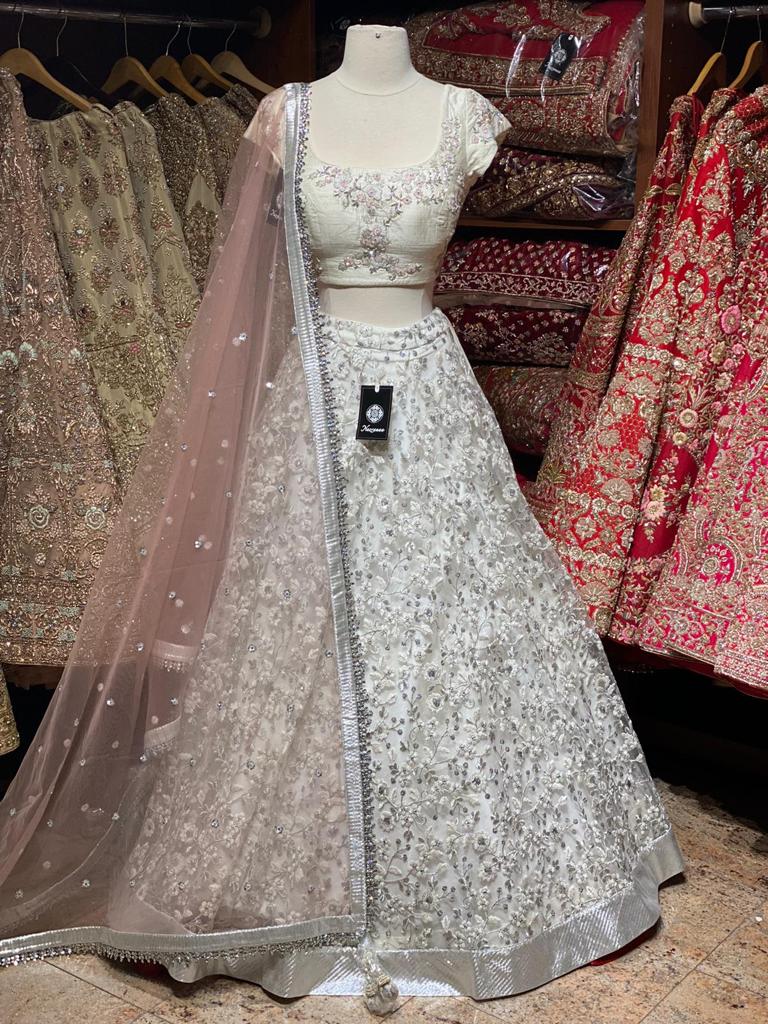 Powder White Party Wear Lehenga PWL- 043