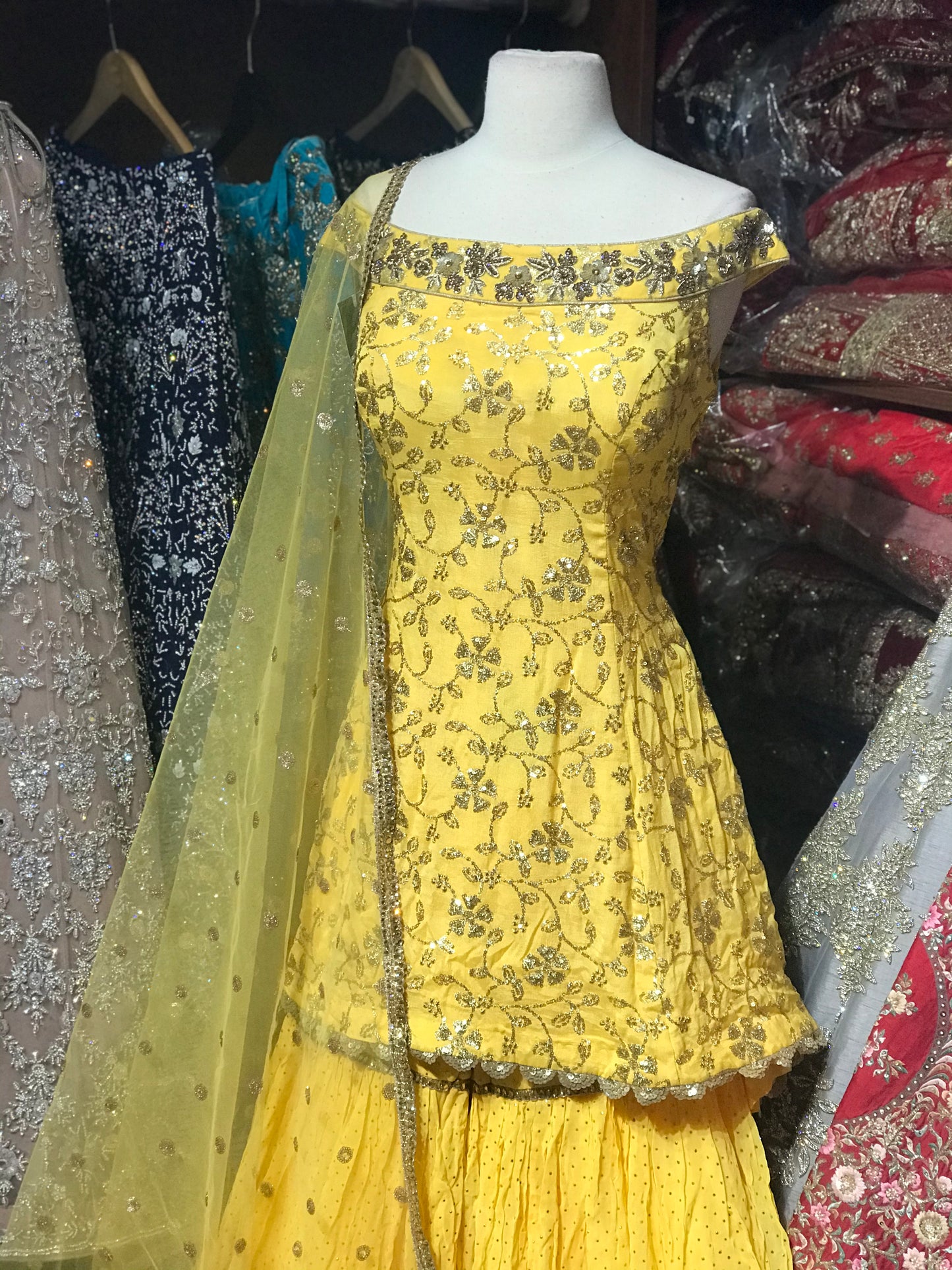 Yellow Size 38 Off Shoulder Gharara