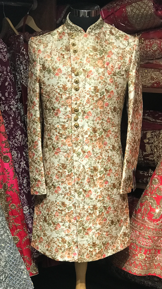 Ivory Floral Sherwani