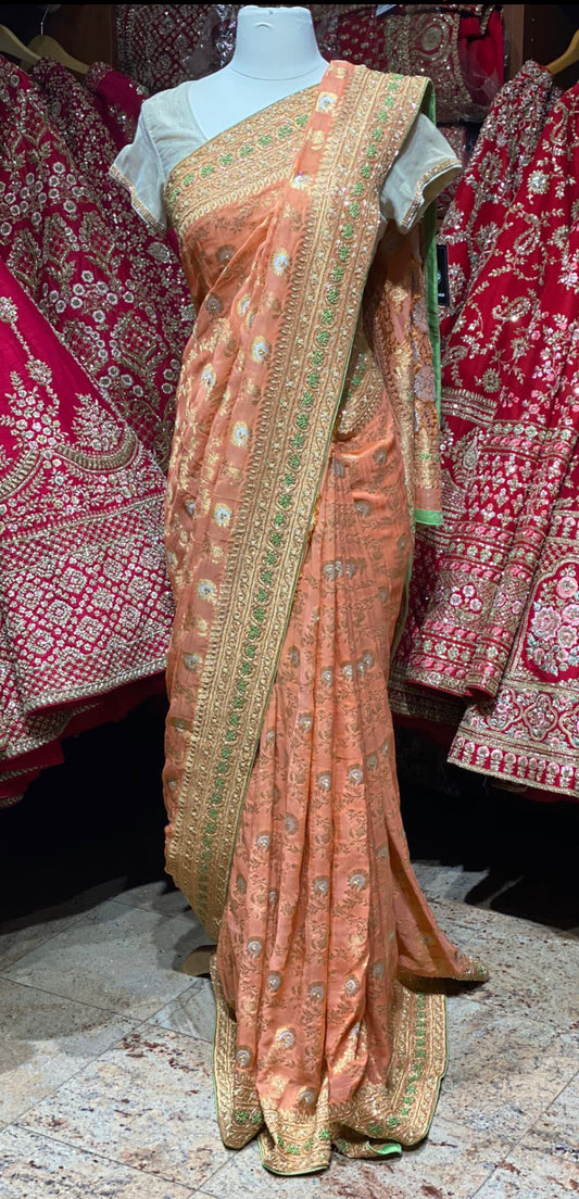 Coral Peach Saree PWS-092