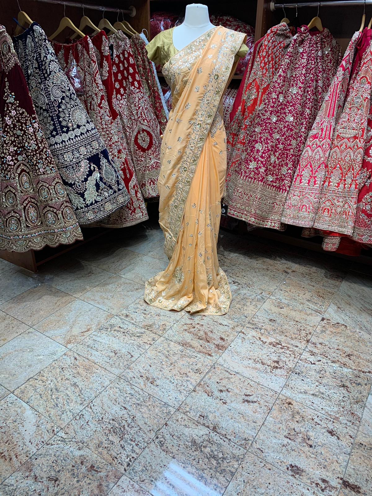 Deep Peach Saree PWS-085