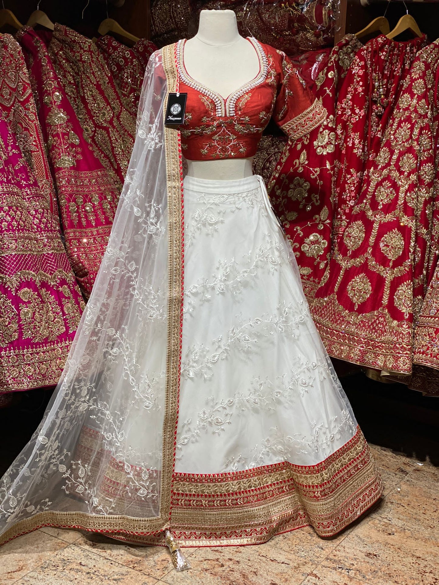 Exclusive Red & White Party Wear Lehenga PWL-237