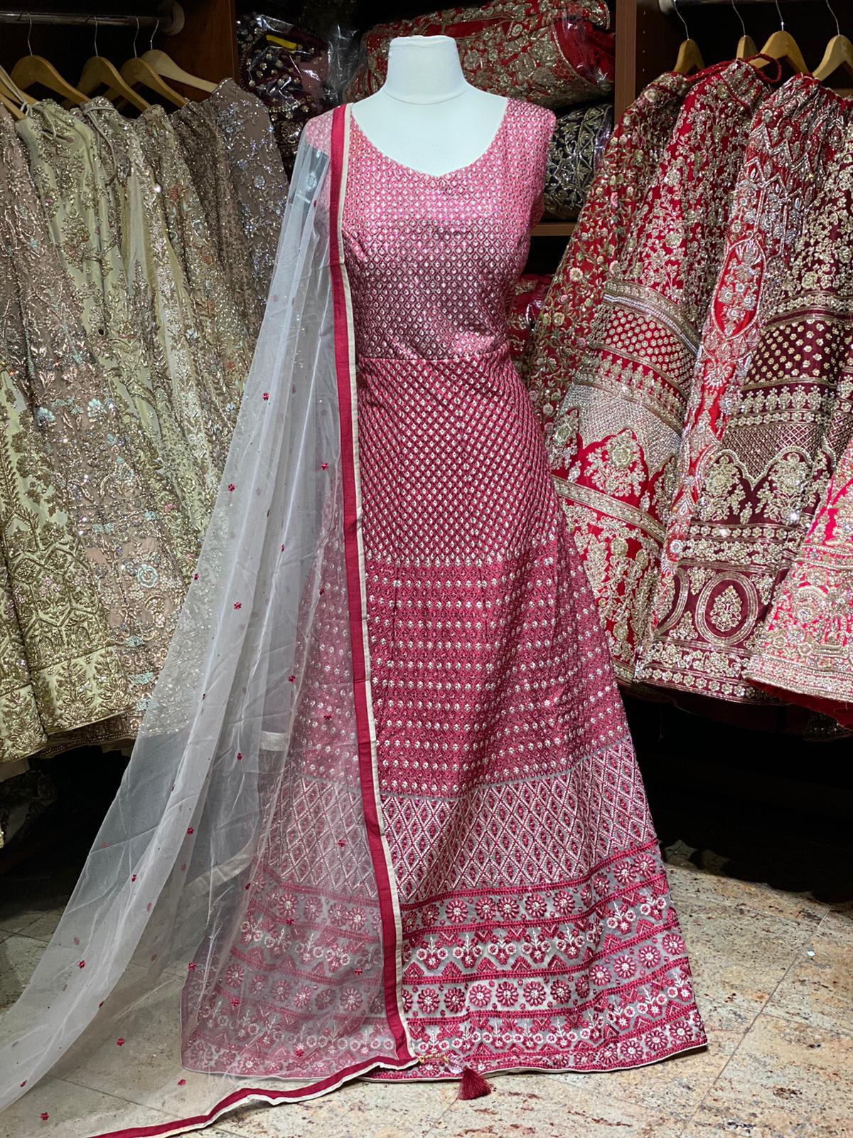 Raspberry Red XXL Anarkali PWA-010