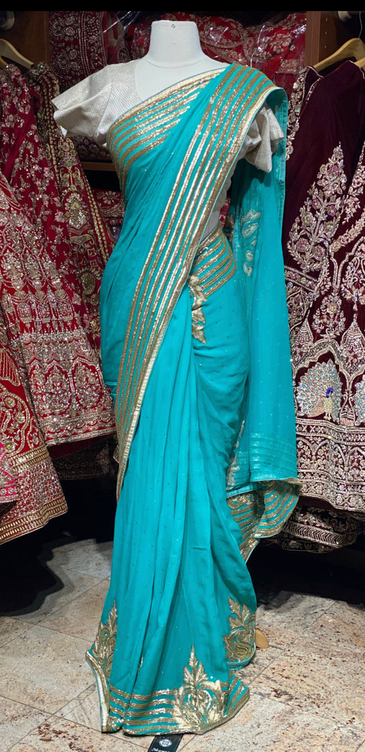 Turquoise Blue Saree PWS-131