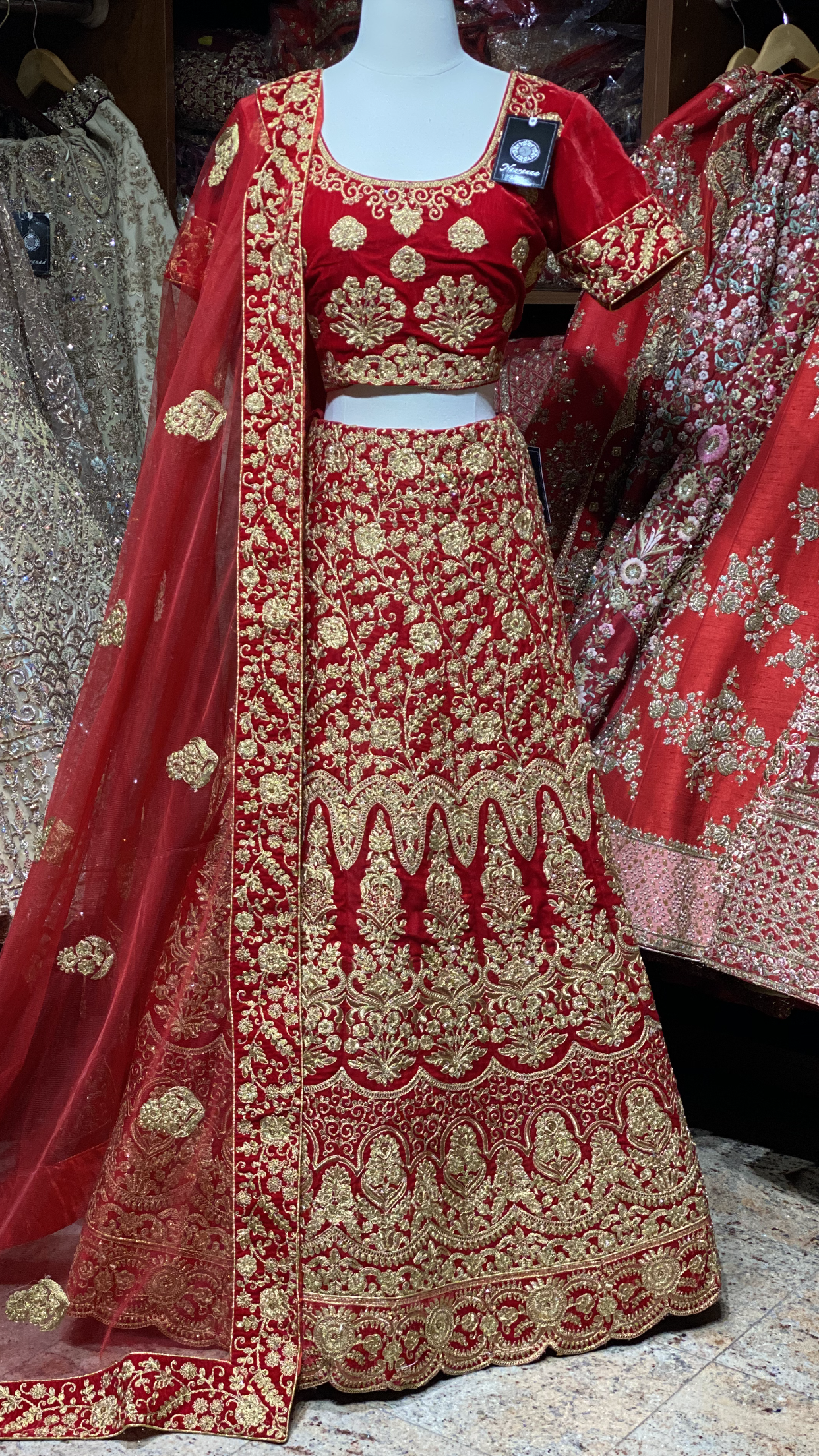 Vermillion Red Party Wear Lehenga PWL-007