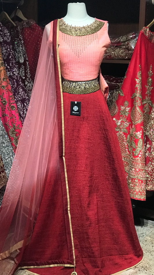 Pink Maroon Size 38 Lehenga