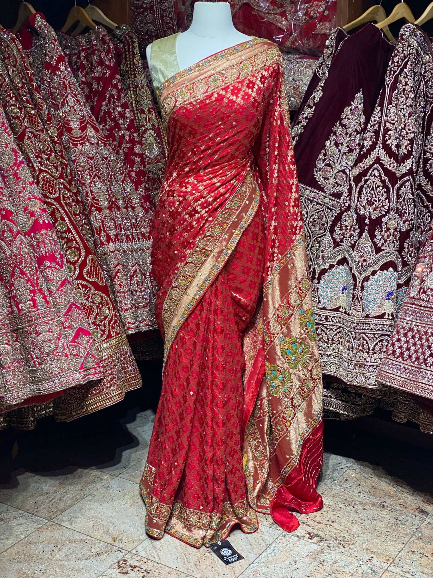 Bright Red Saree PWS-124