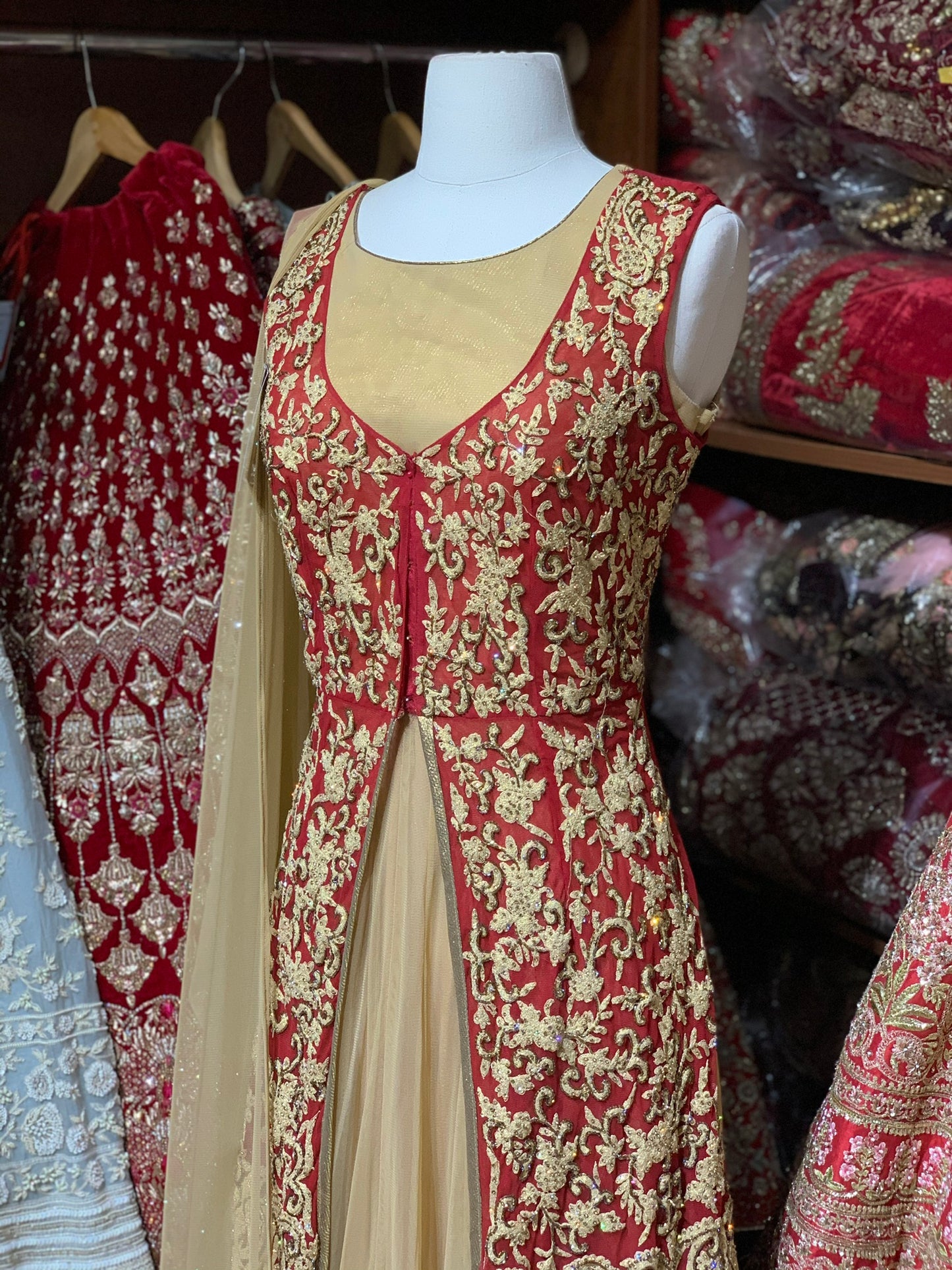 Maroon Gold Size 38 Anarkali