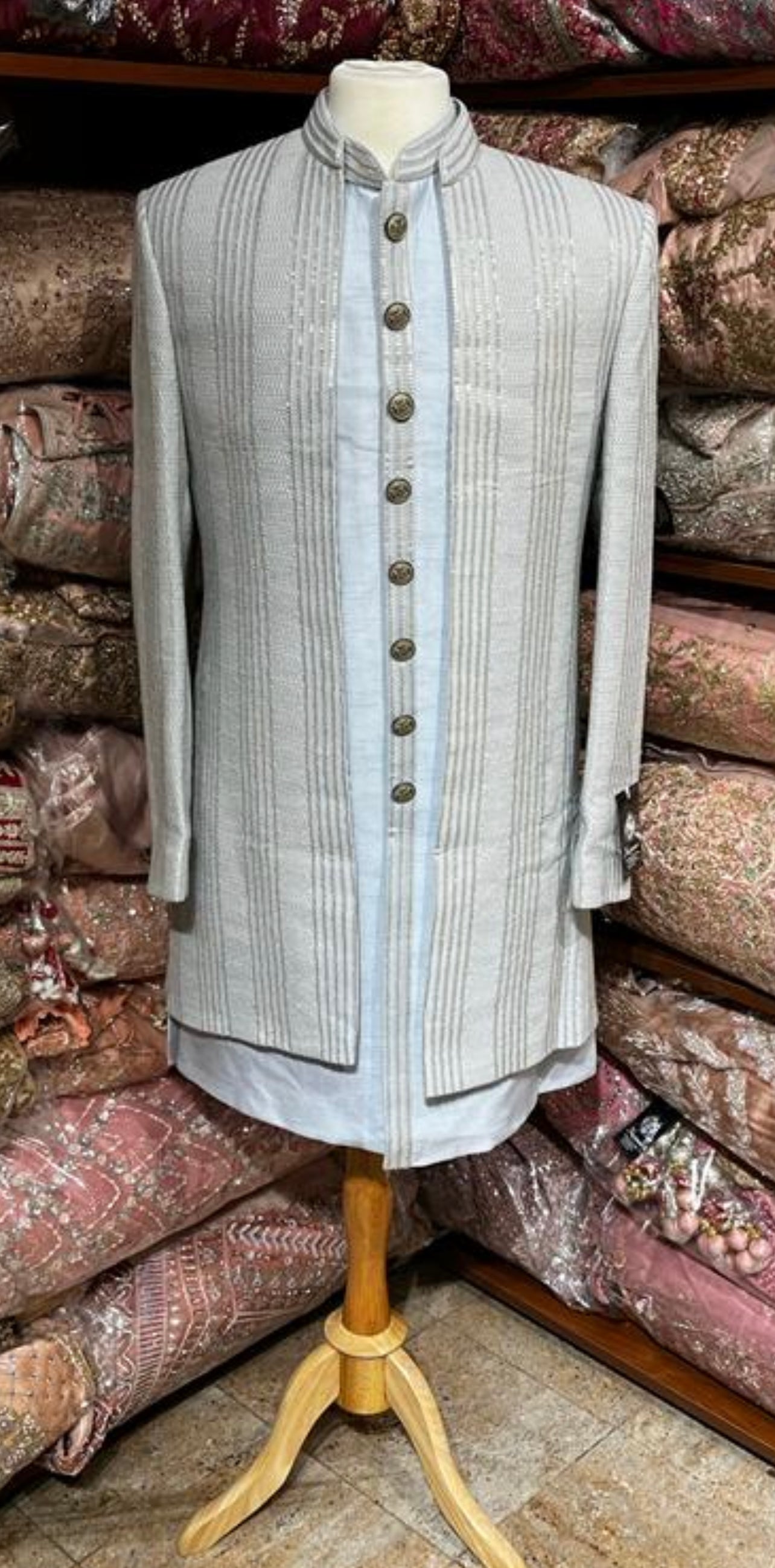 Powder Blue Indo Western Sherwani-S28-S14