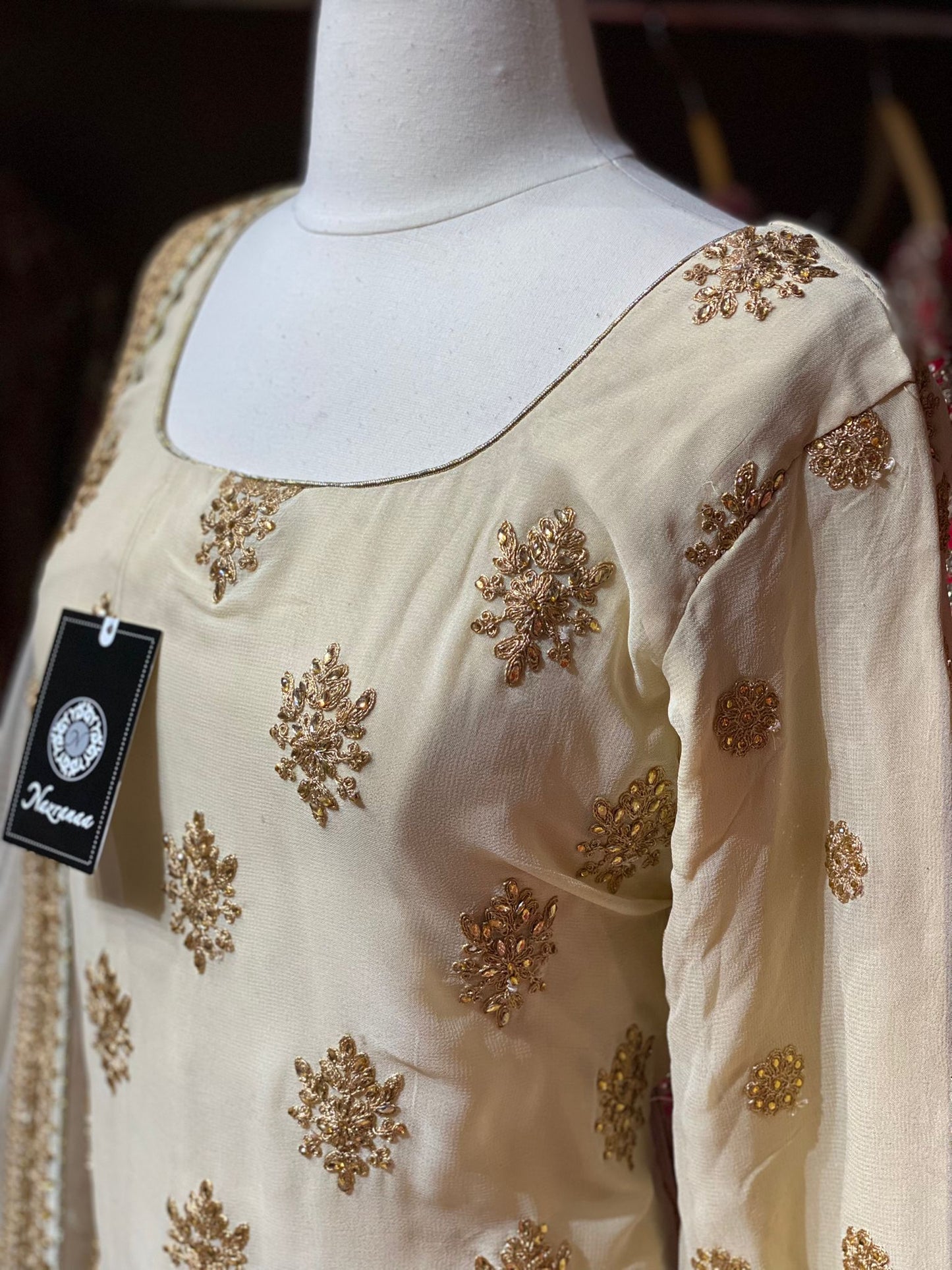 Beige Cream Party Wear Suit Collection PWS-095