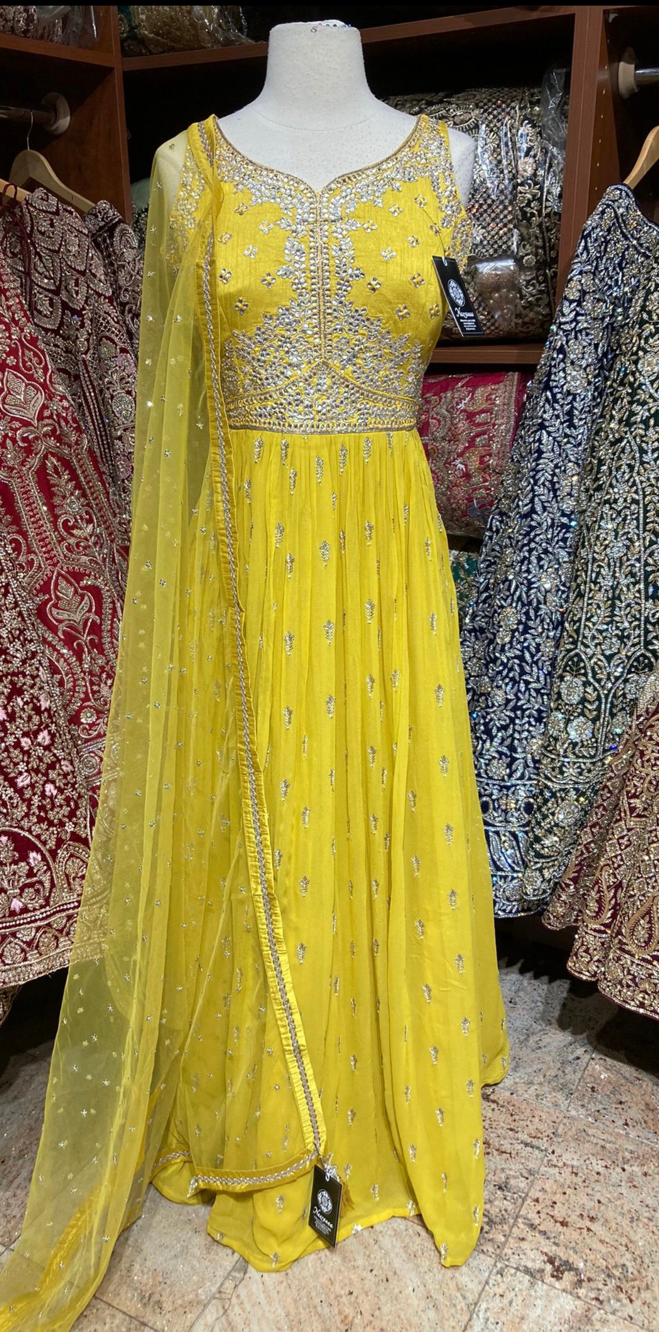 Saffron Yellow Anarkali PWA-129