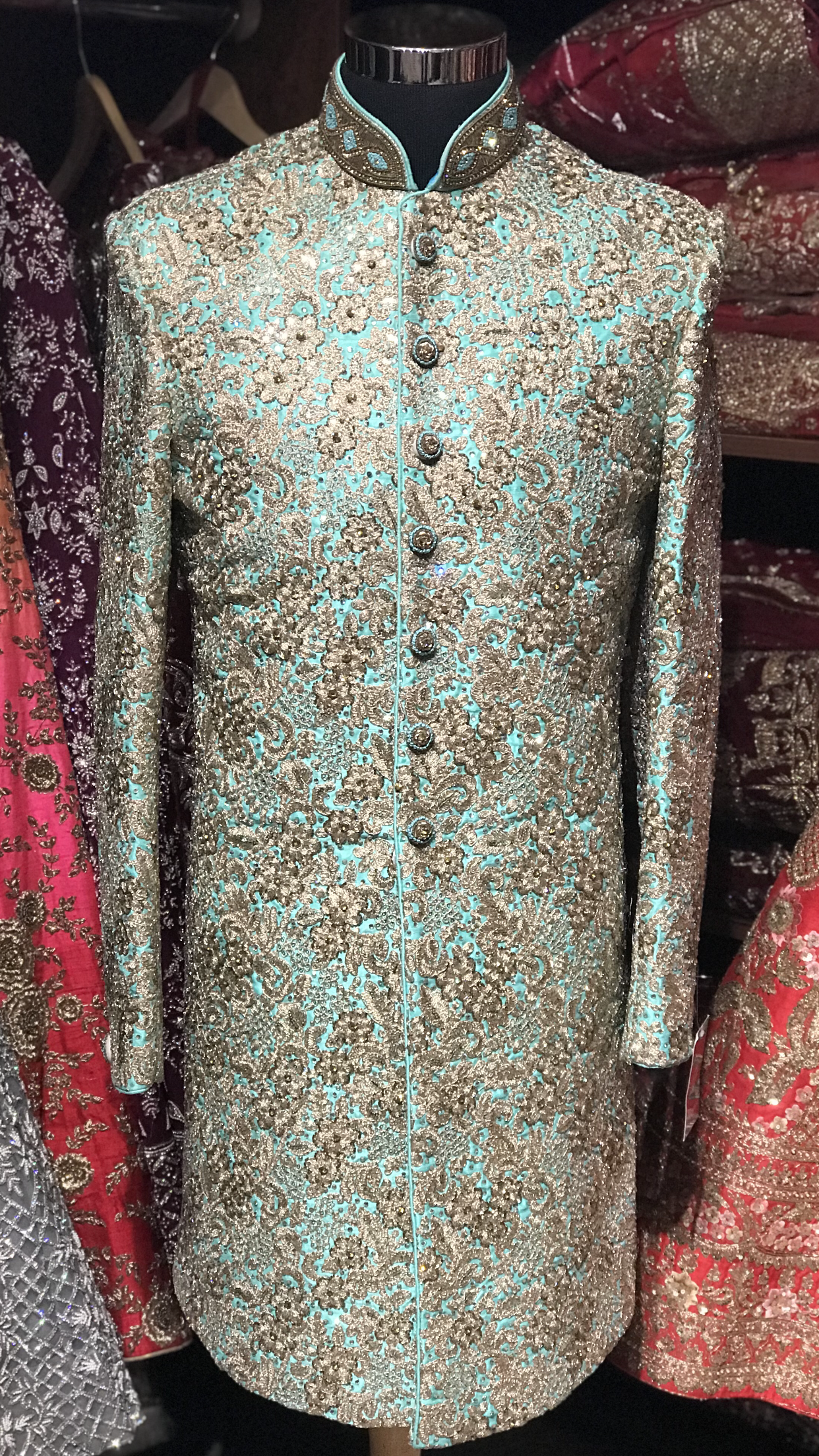 Mint Sequin Embroidery Sherwani