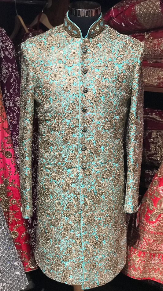 Mint Sequin Embroidery Sherwani