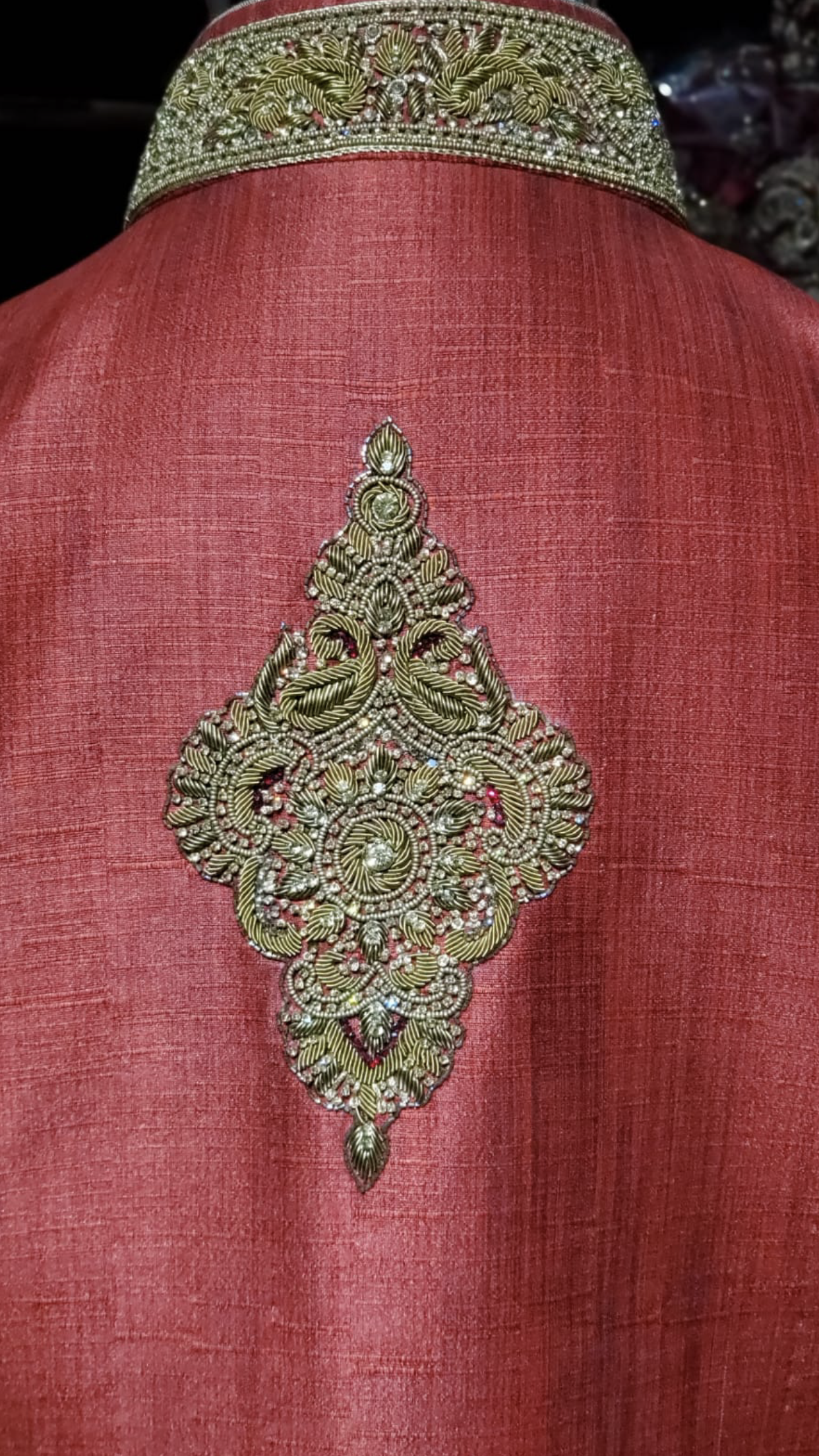 Red Gold Silk Sherwani