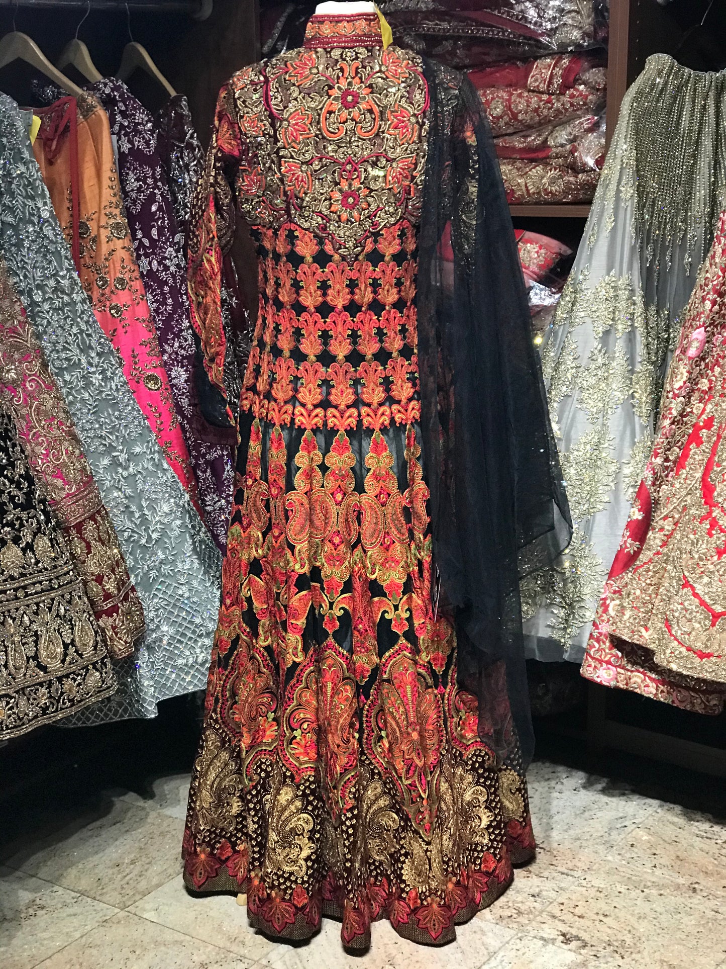 Black Size 38 Resham Anarkali