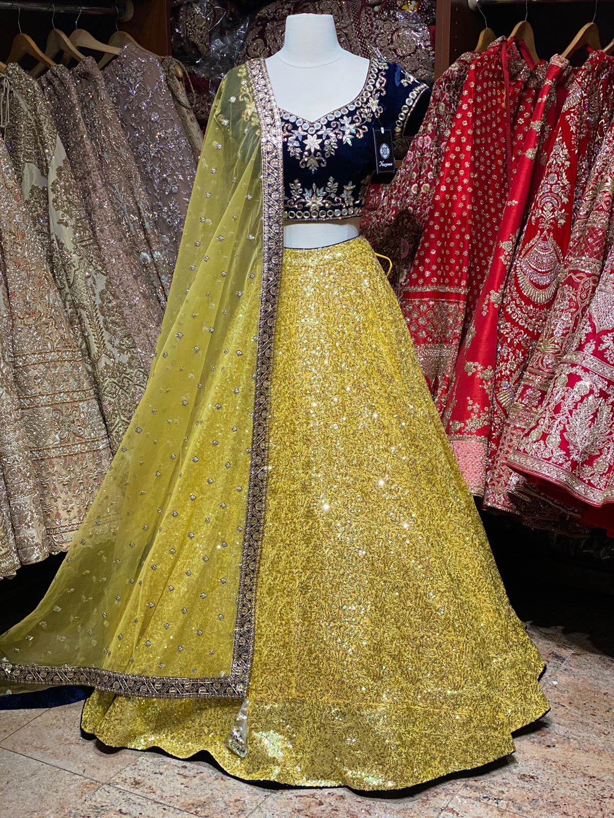 Metallic Yellow Party Wear Lehenga PWL-023