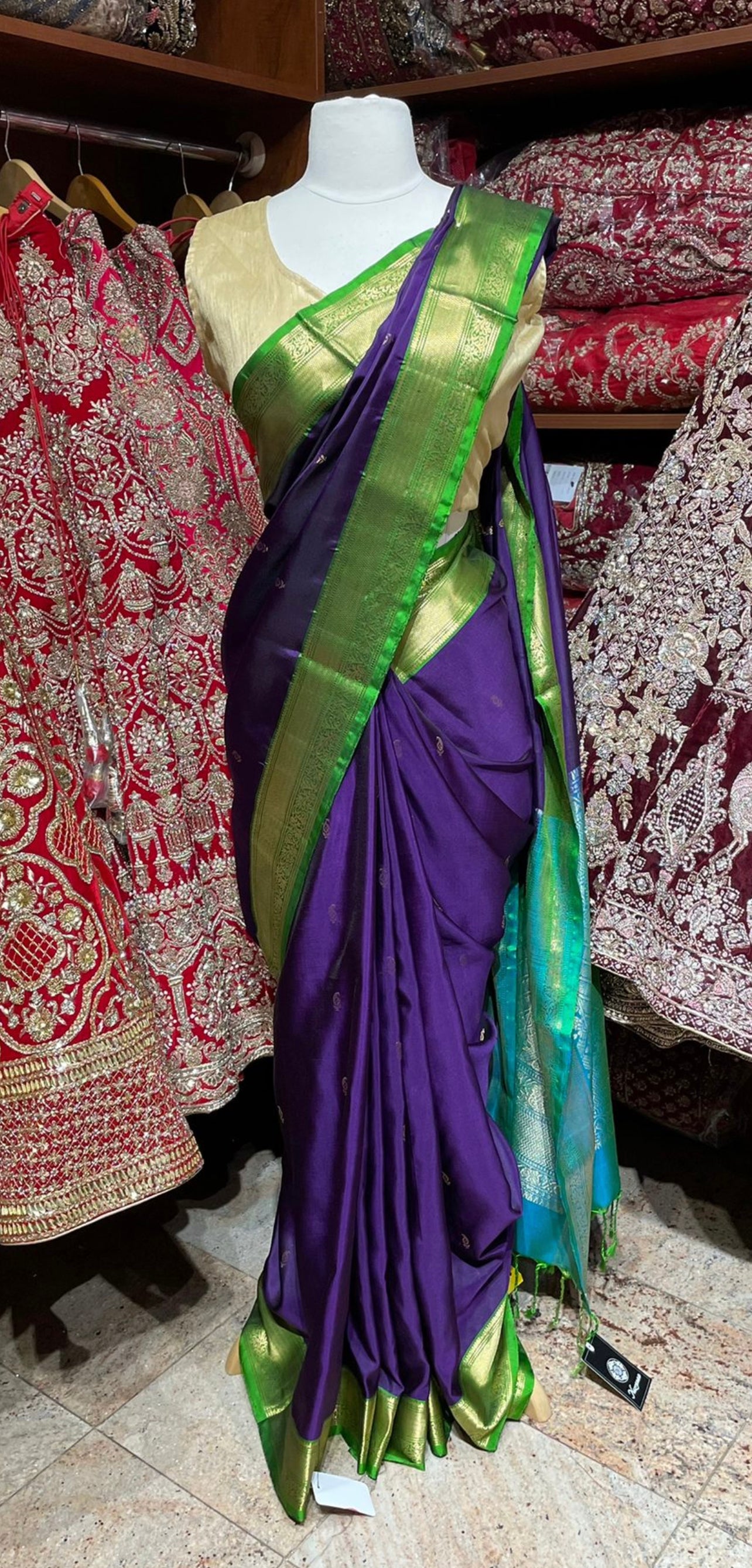 Purple Checked Saree - Buy Purple Checked Saree online in India