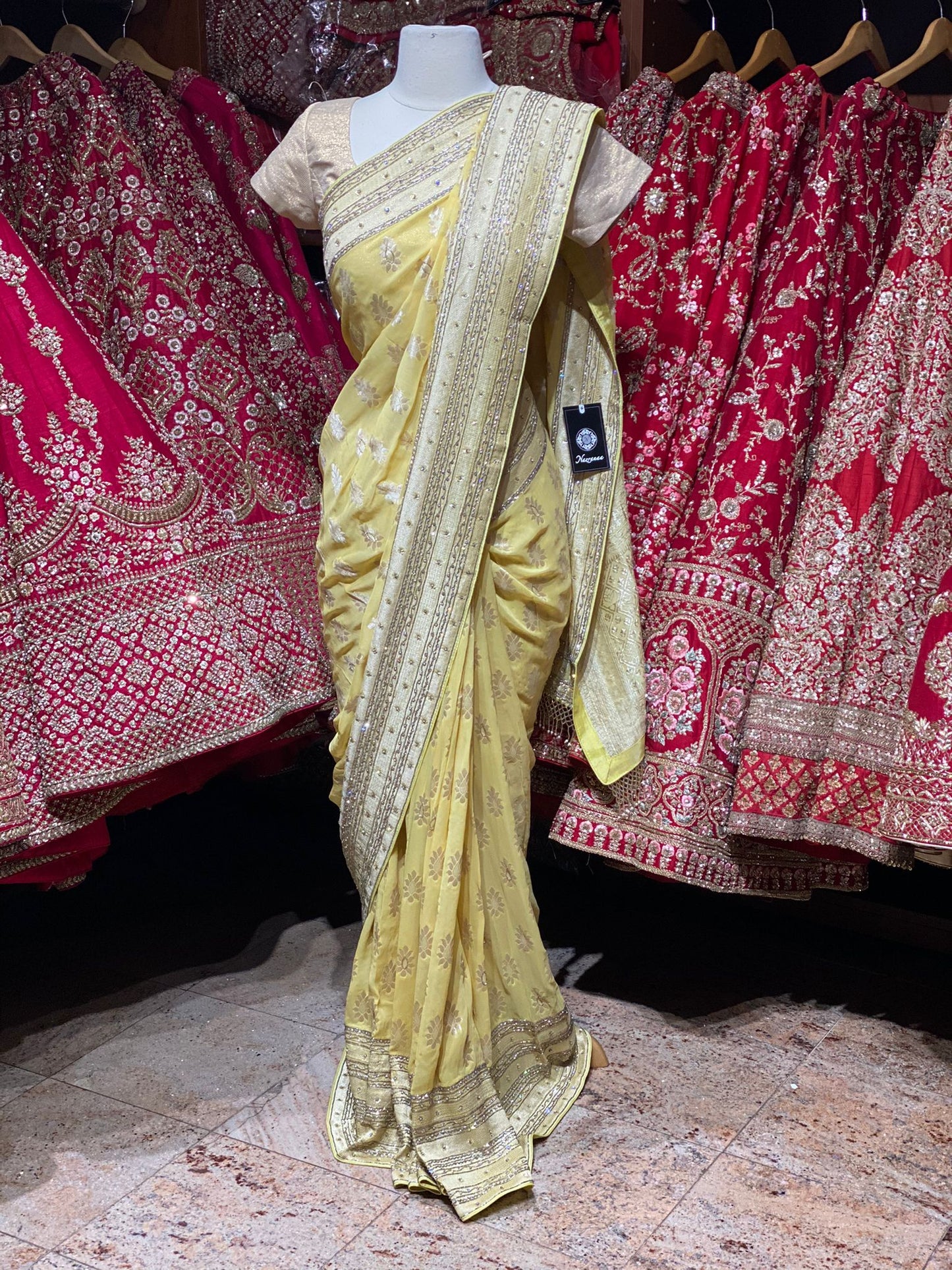 Lime Yellow Saree PWS-095