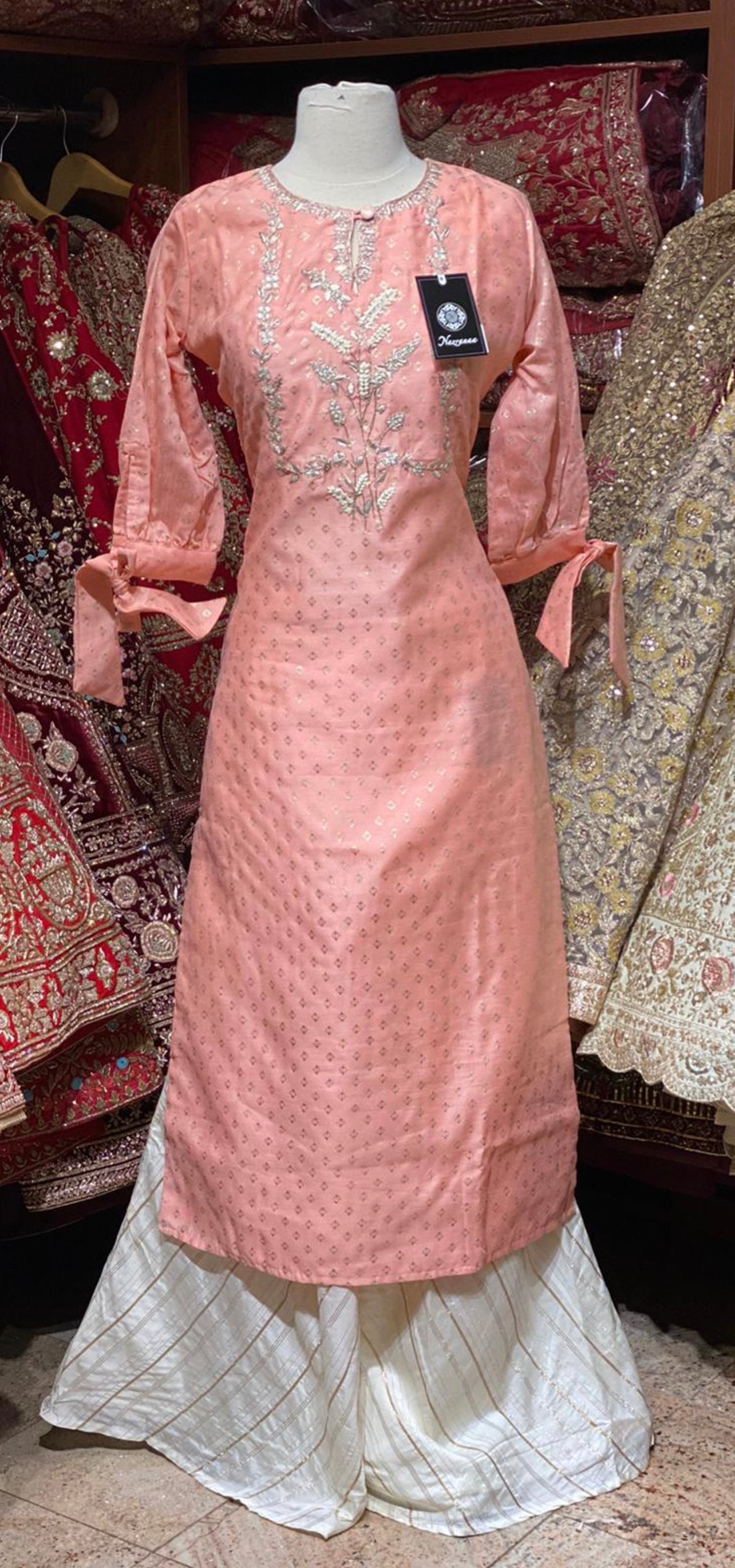 Salmon Pink Party Wear Suit Collection PWS-099