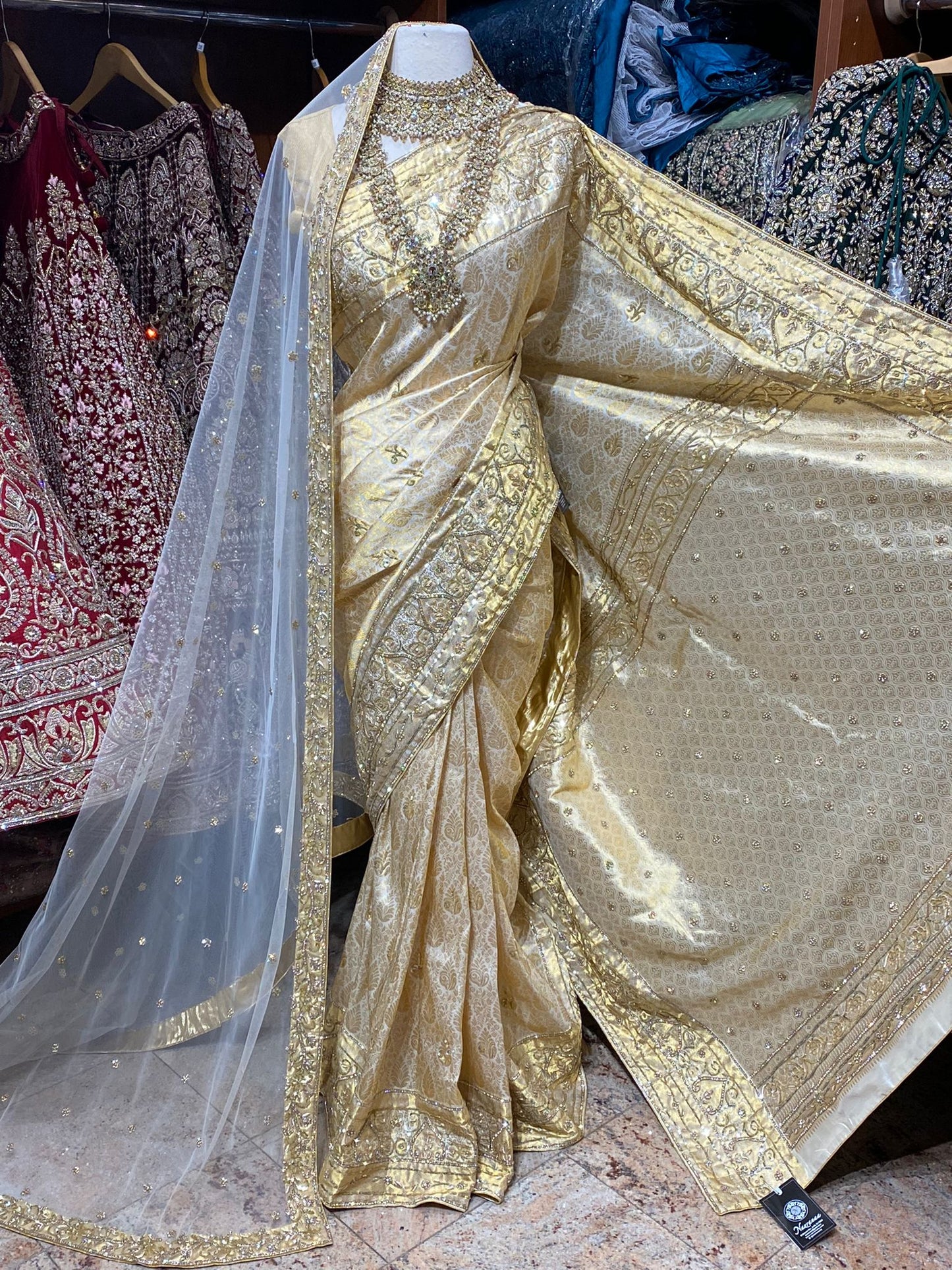 Grand Golden Pure Silk Banarasi Bridal Saree BBS-030