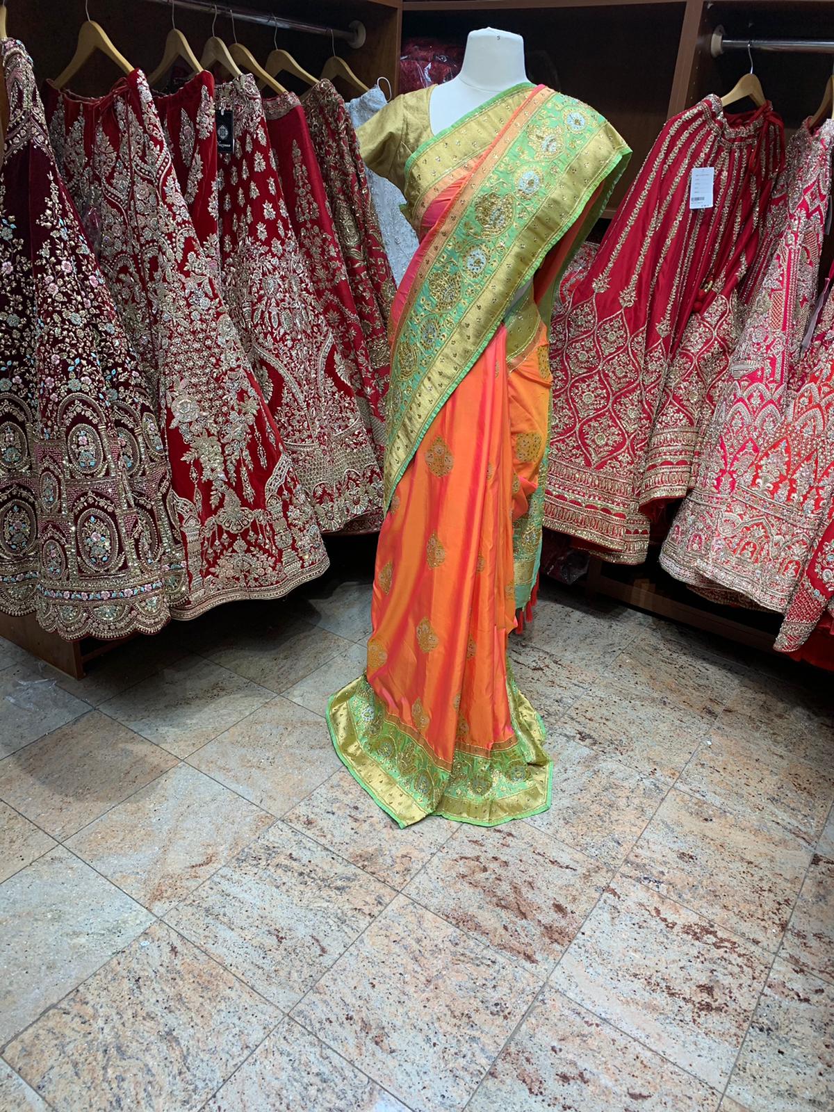 Bright Orange Saree PWS-077