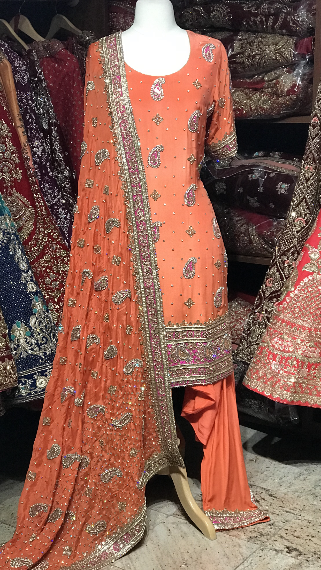 Shaded Orange Size 38 Punjabi Suit