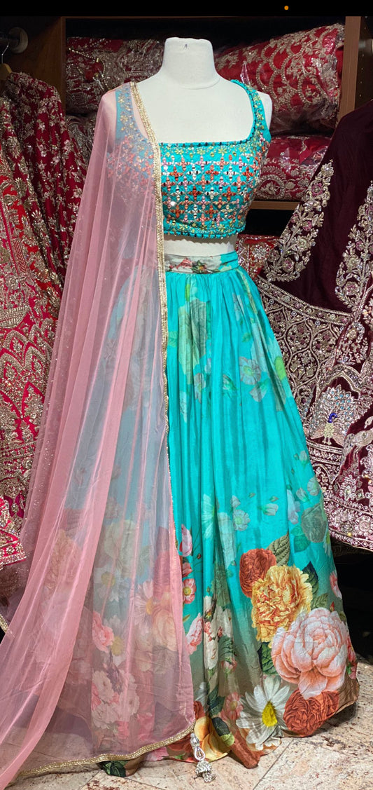 Turquoise Blue New Era Party Wear Collection PWL-393