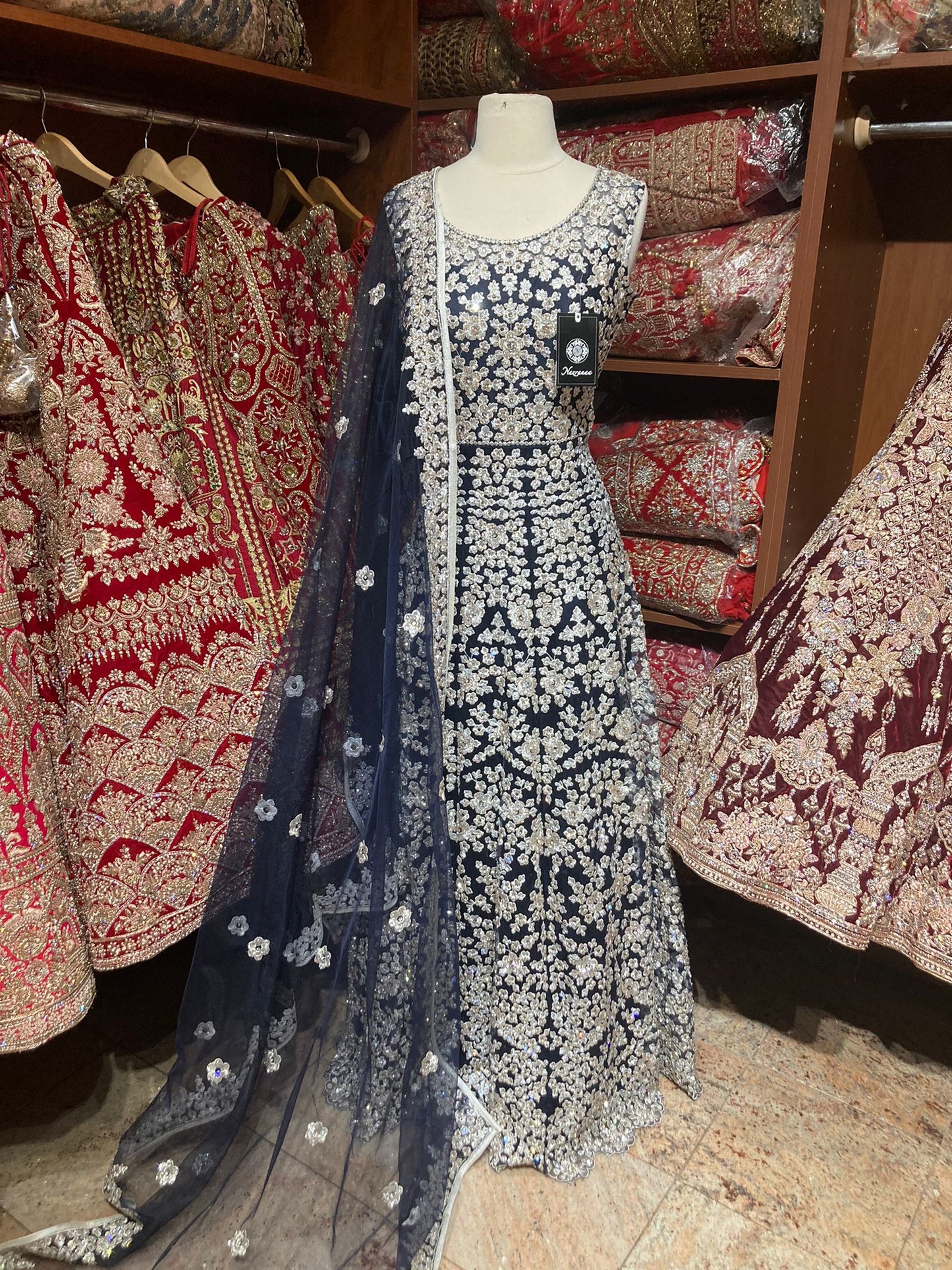 Prussian Blue Anarkali PWA-114