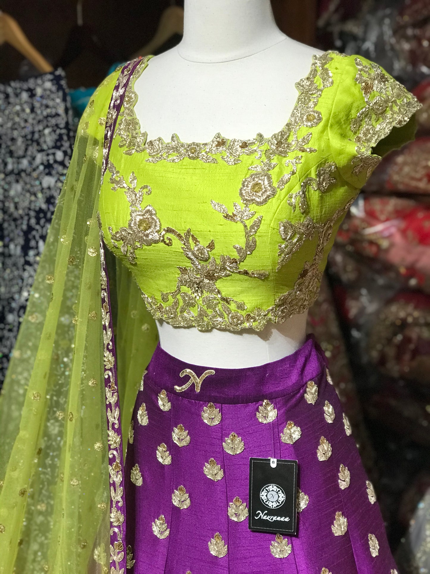 Lime Purple Size 38 Lehenga