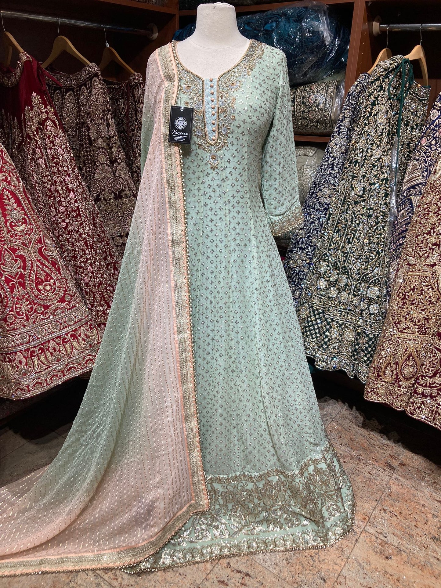 Mint Green Anarkali PWA-110